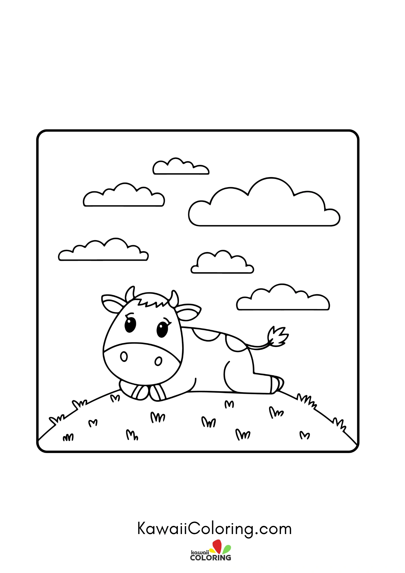 Smiling cow in a farm scene