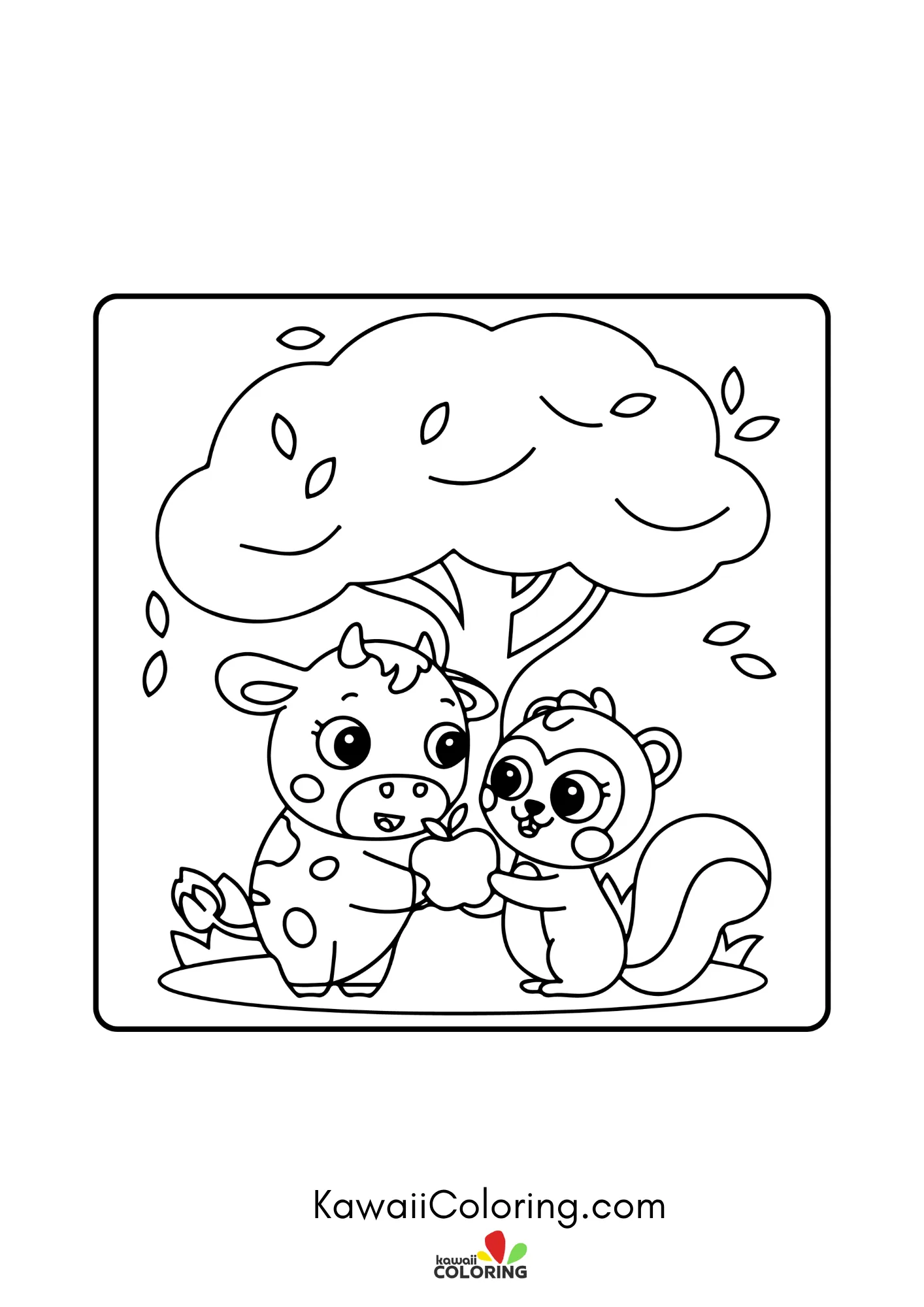 Kawaii cow with spots and heart details