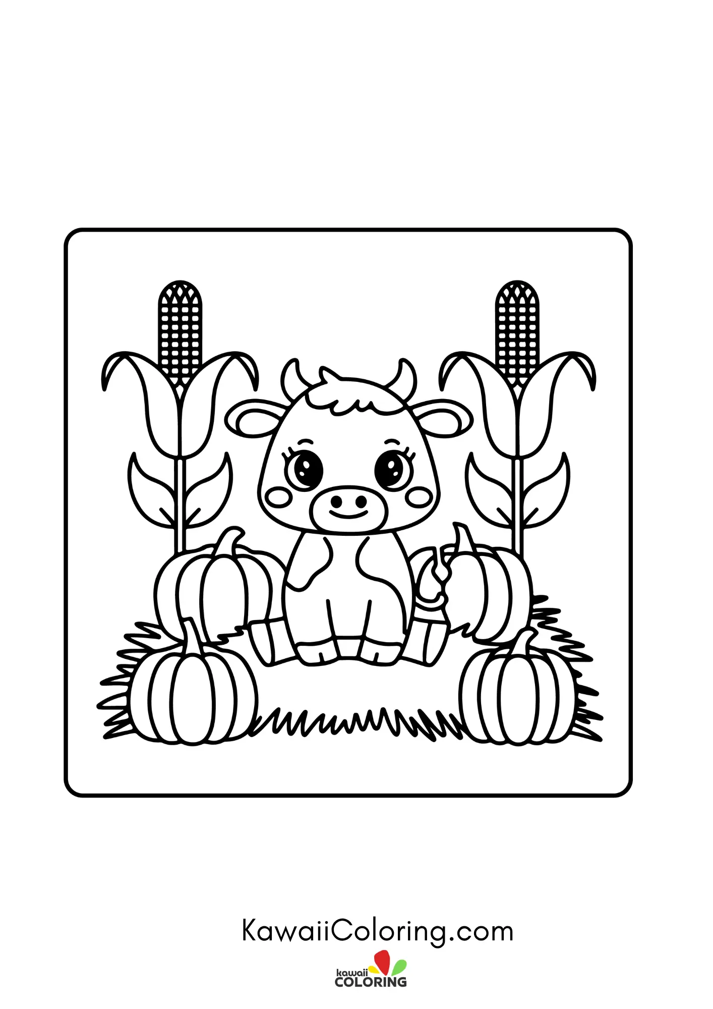 Cute cow standing with flowers