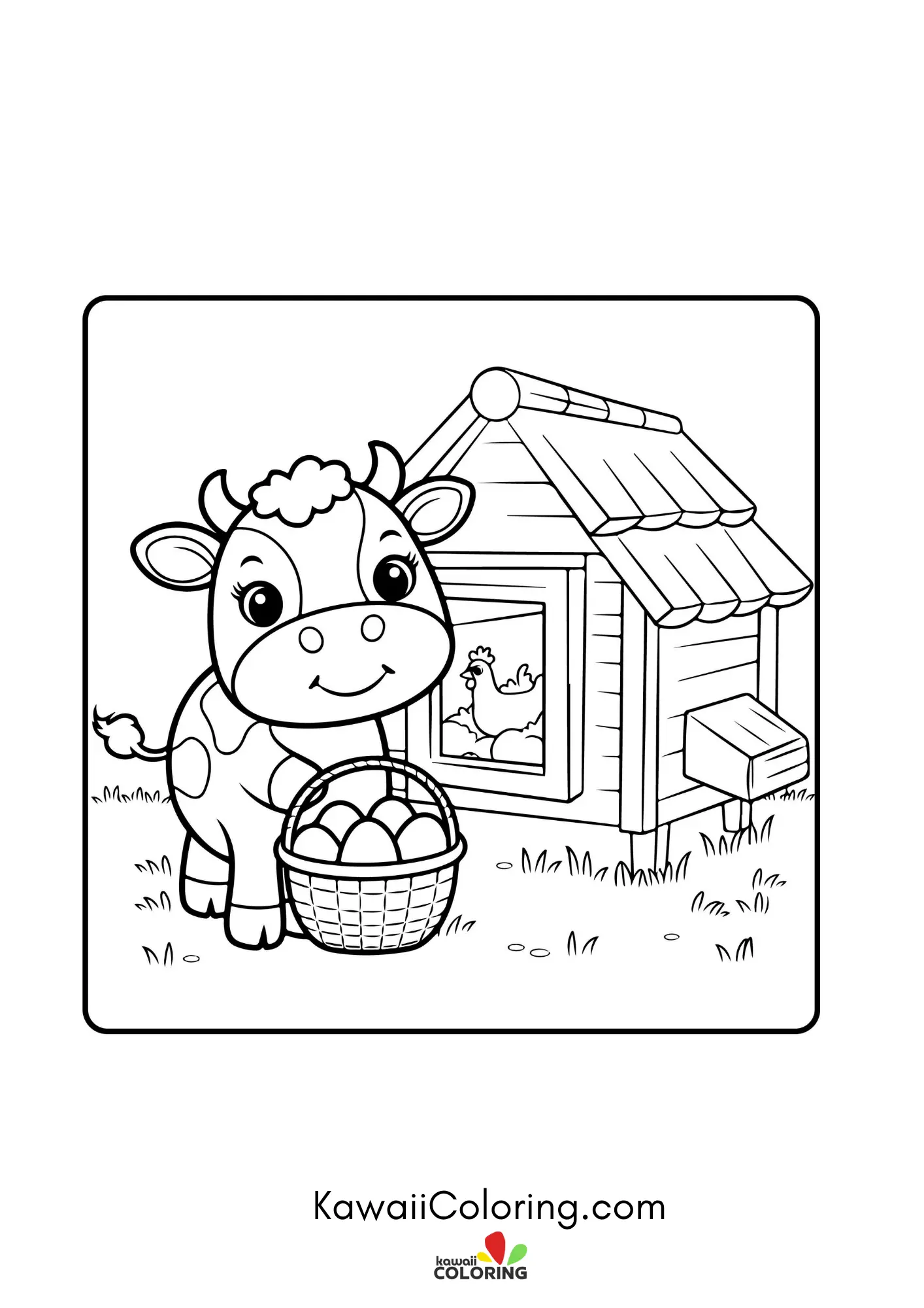 Smiling cow in a farm scene