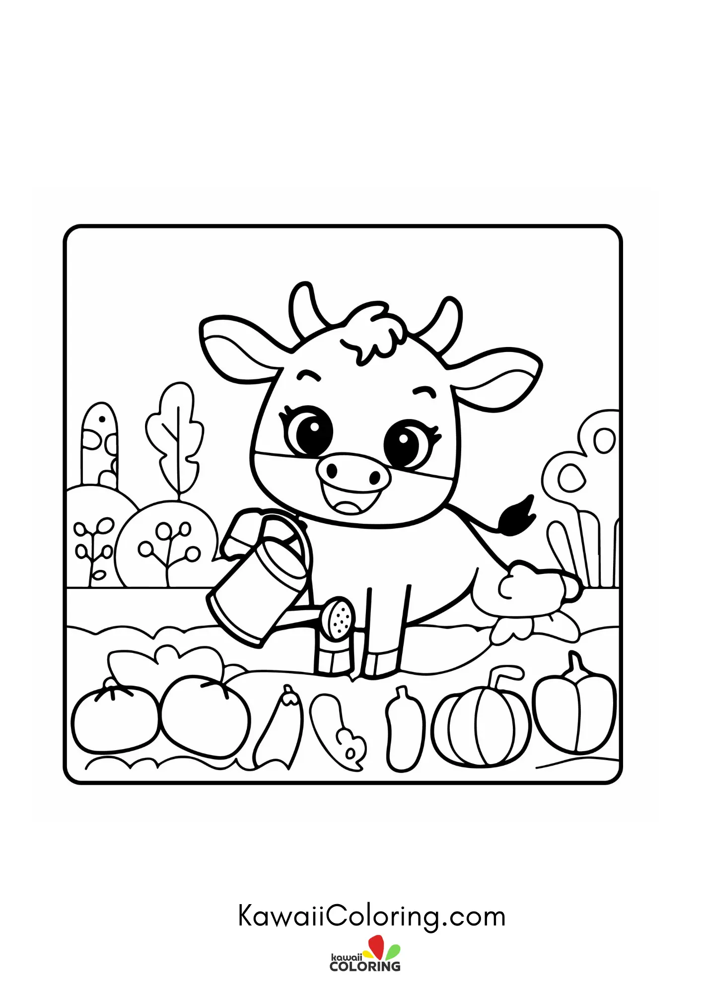 Kawaii cow with spots and heart details