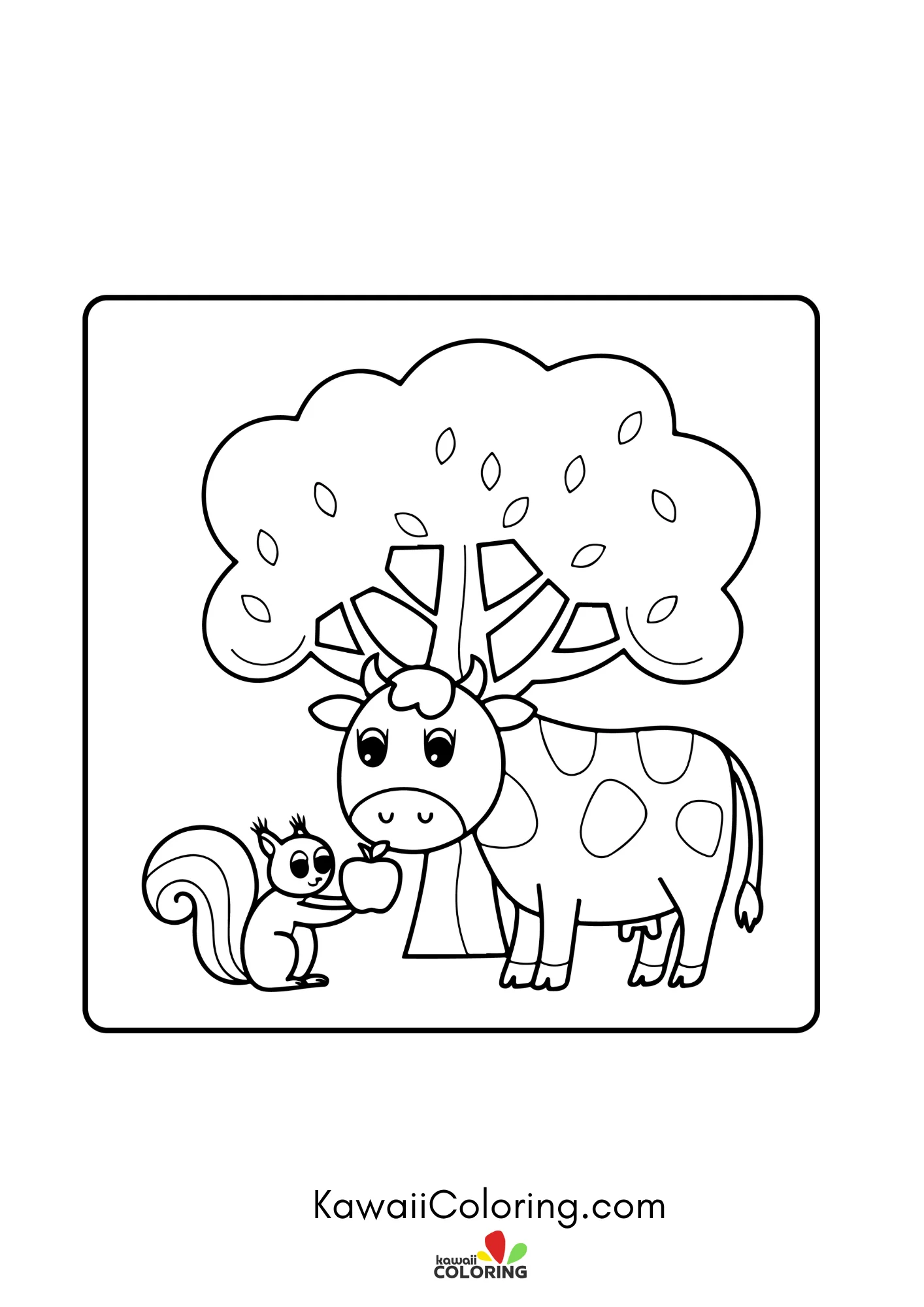 Kawaii cow with spots and heart details