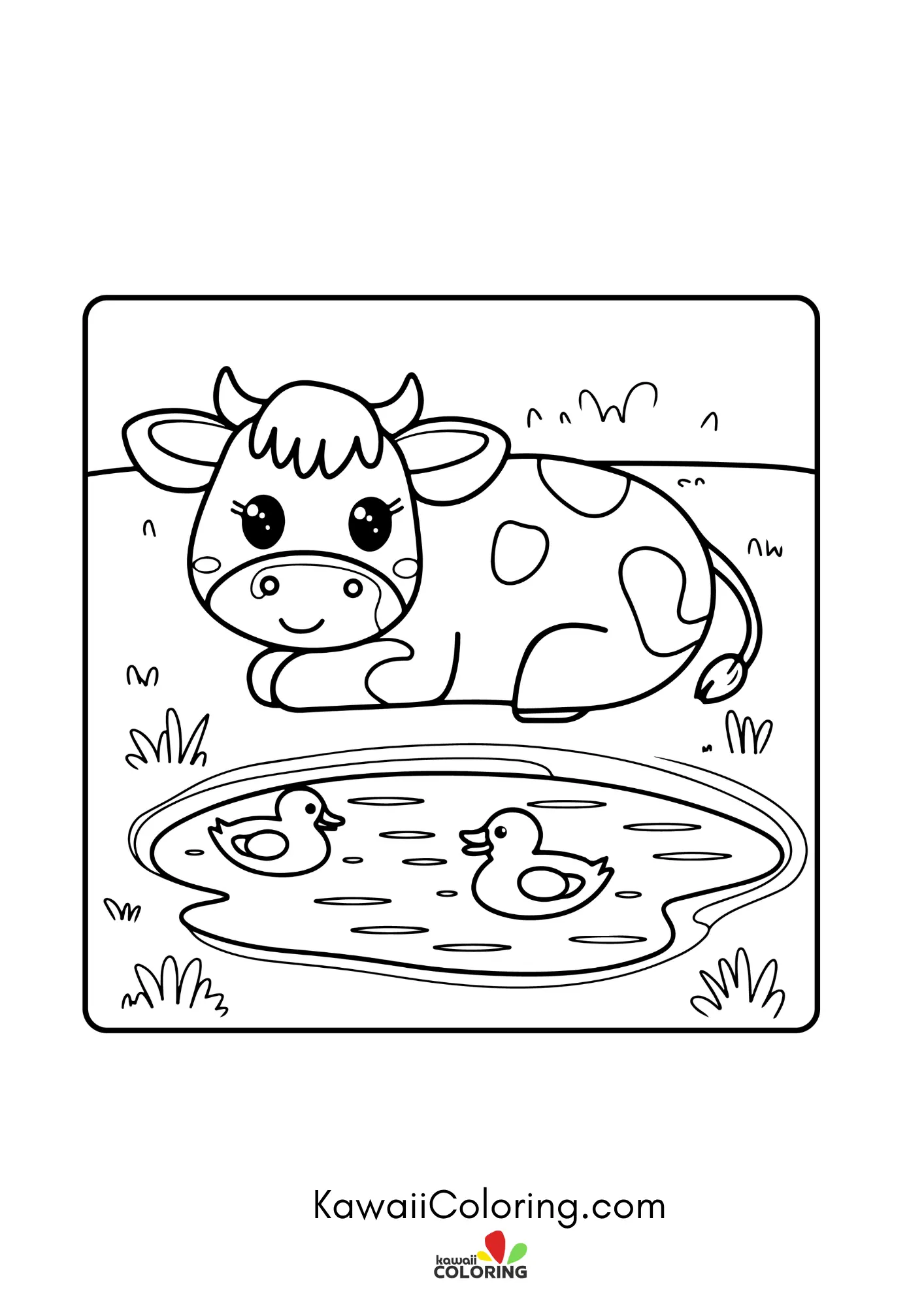 Smiling cow in a farm scene