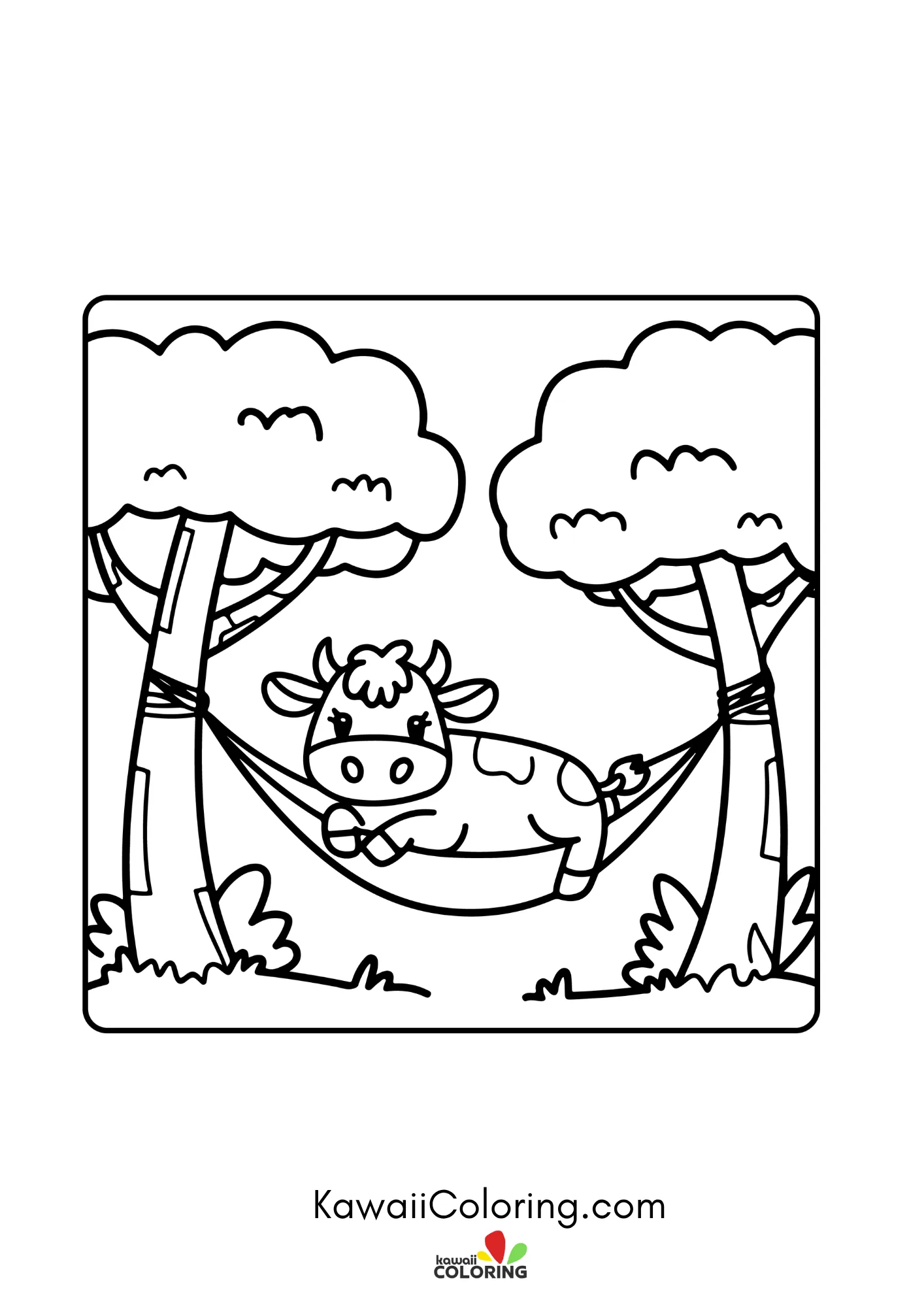 Smiling cow in a farm scene