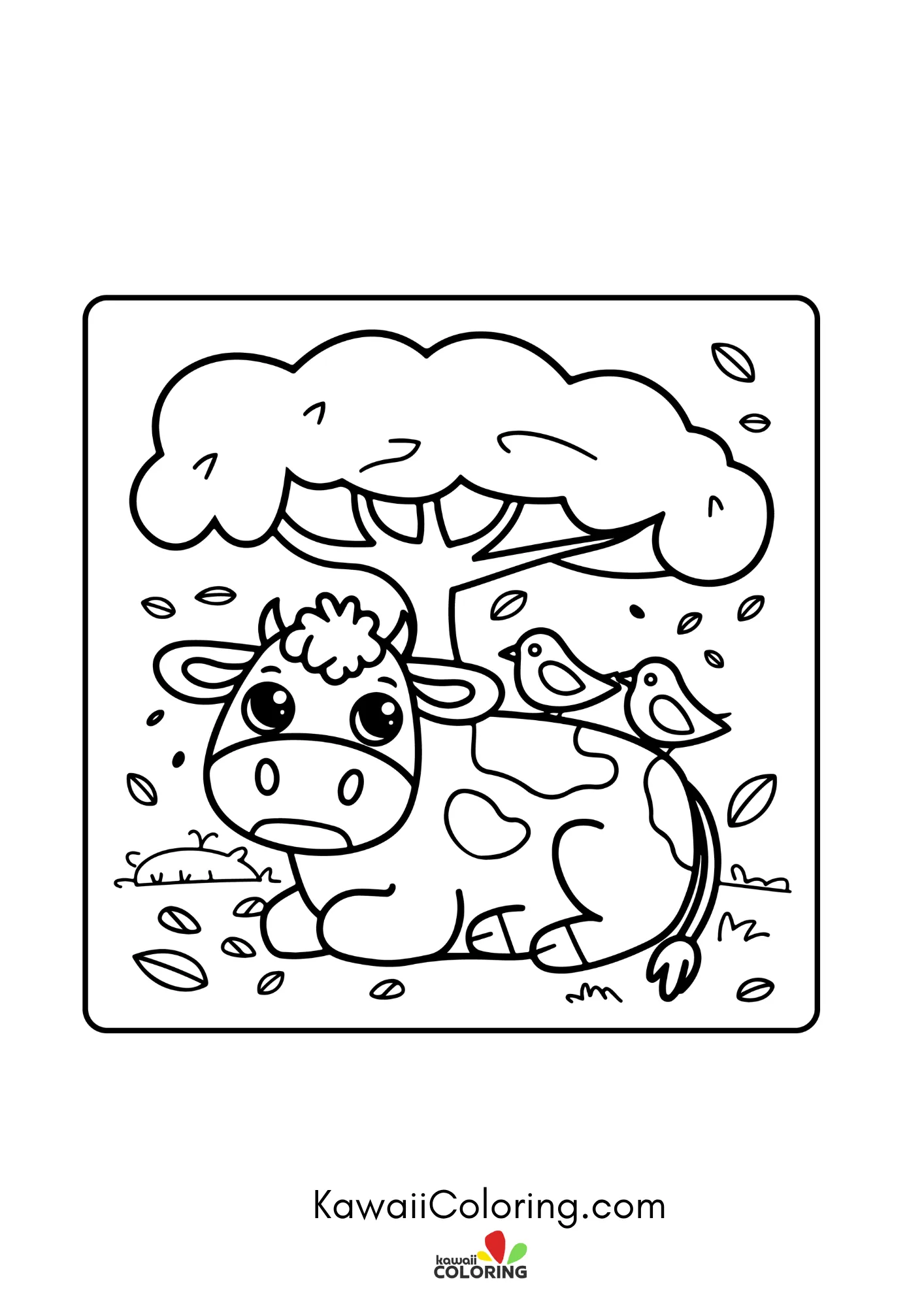 Kawaii cow with spots and heart details