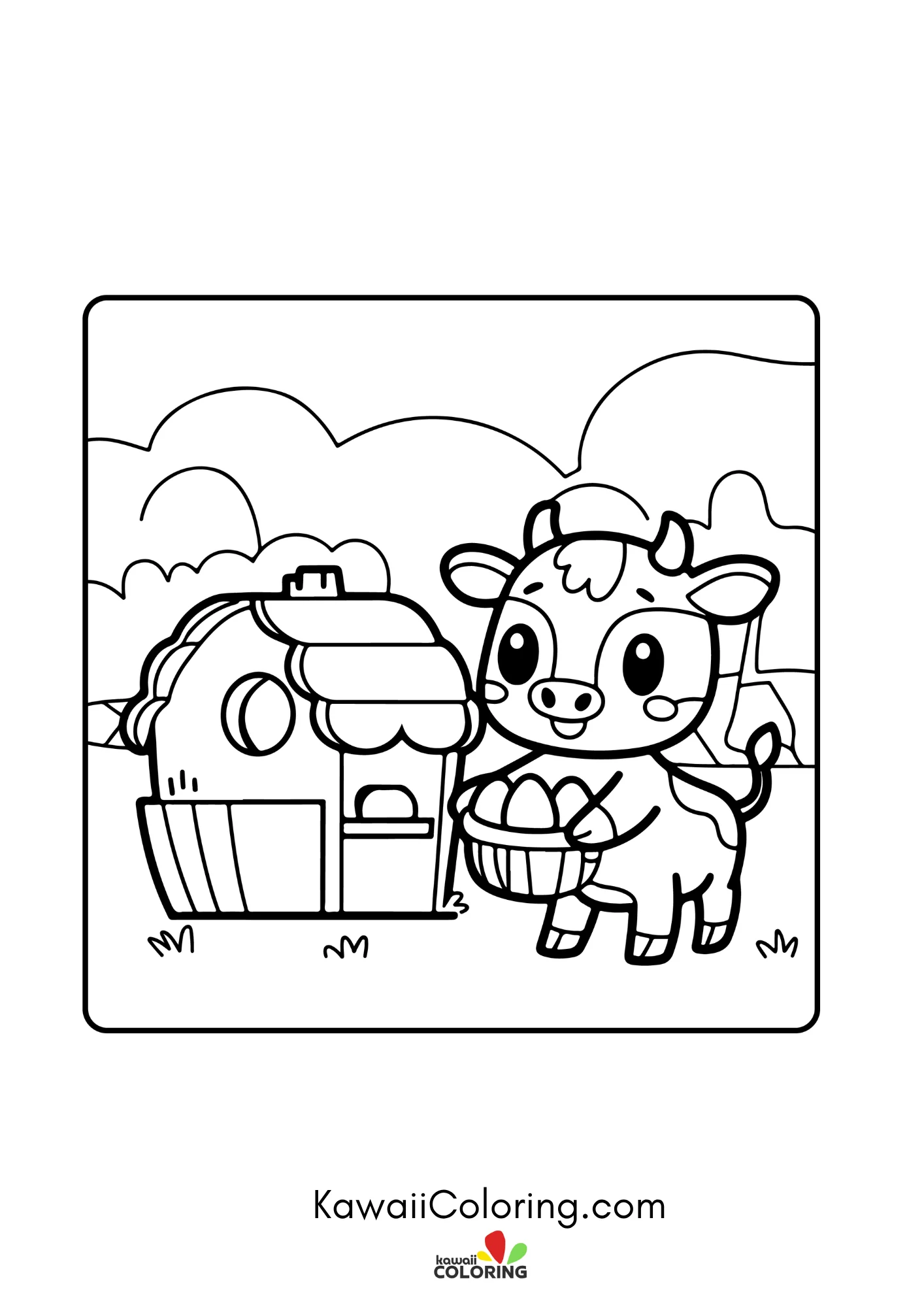 Cow face with flowers and stars
