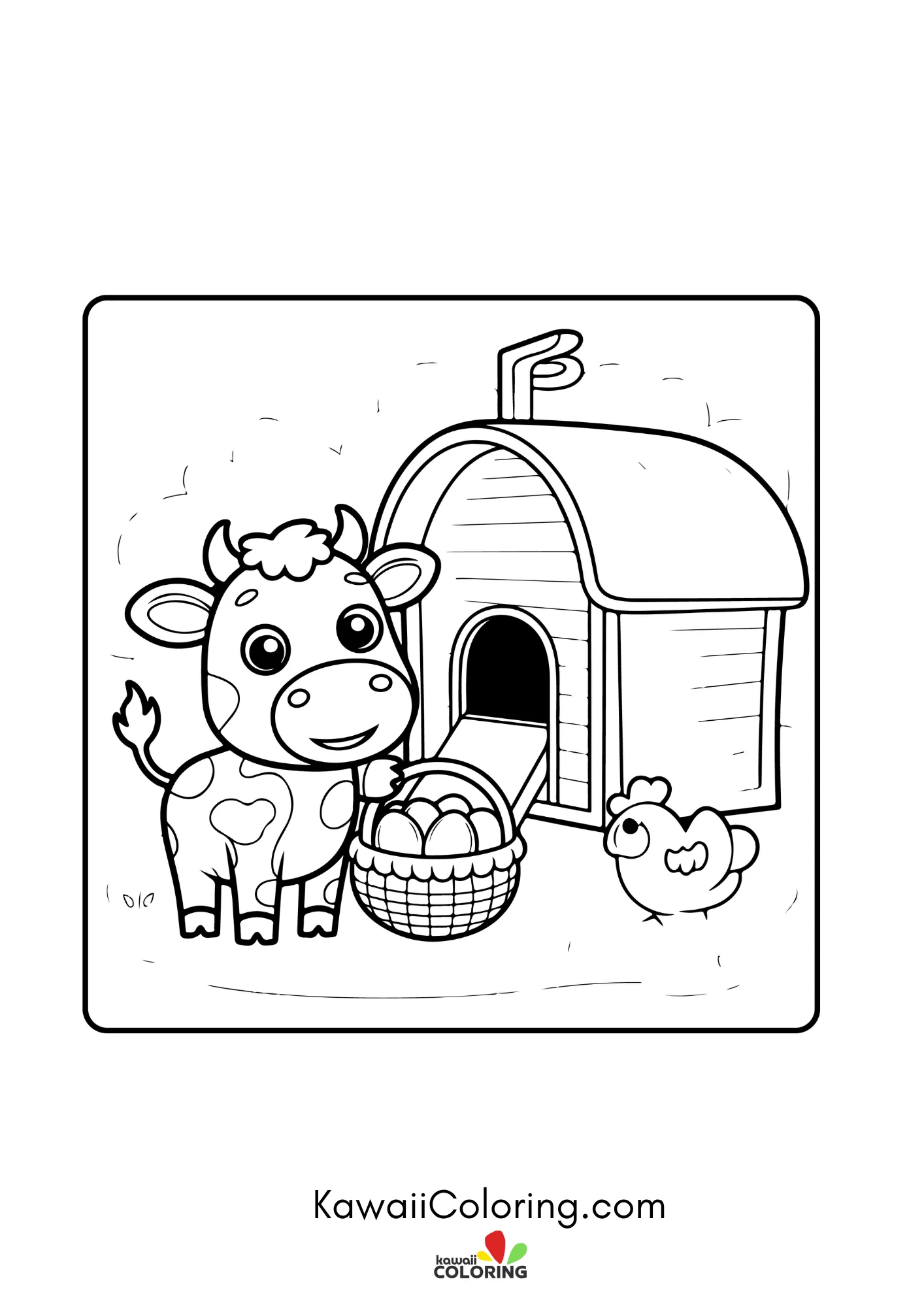 Cute cow standing with flowers