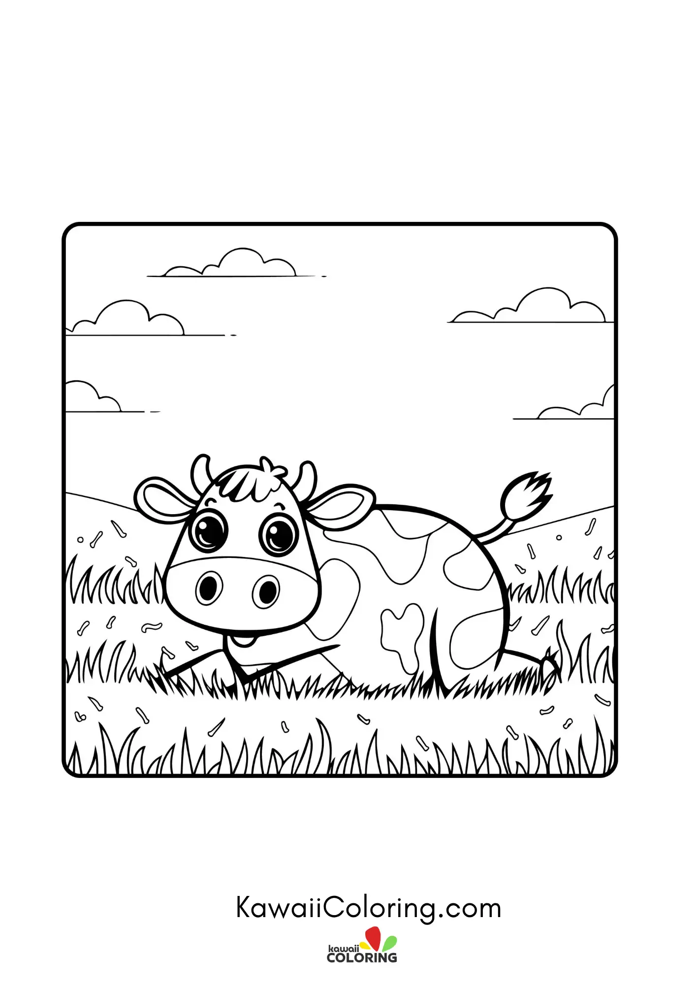 Smiling cow in a farm scene