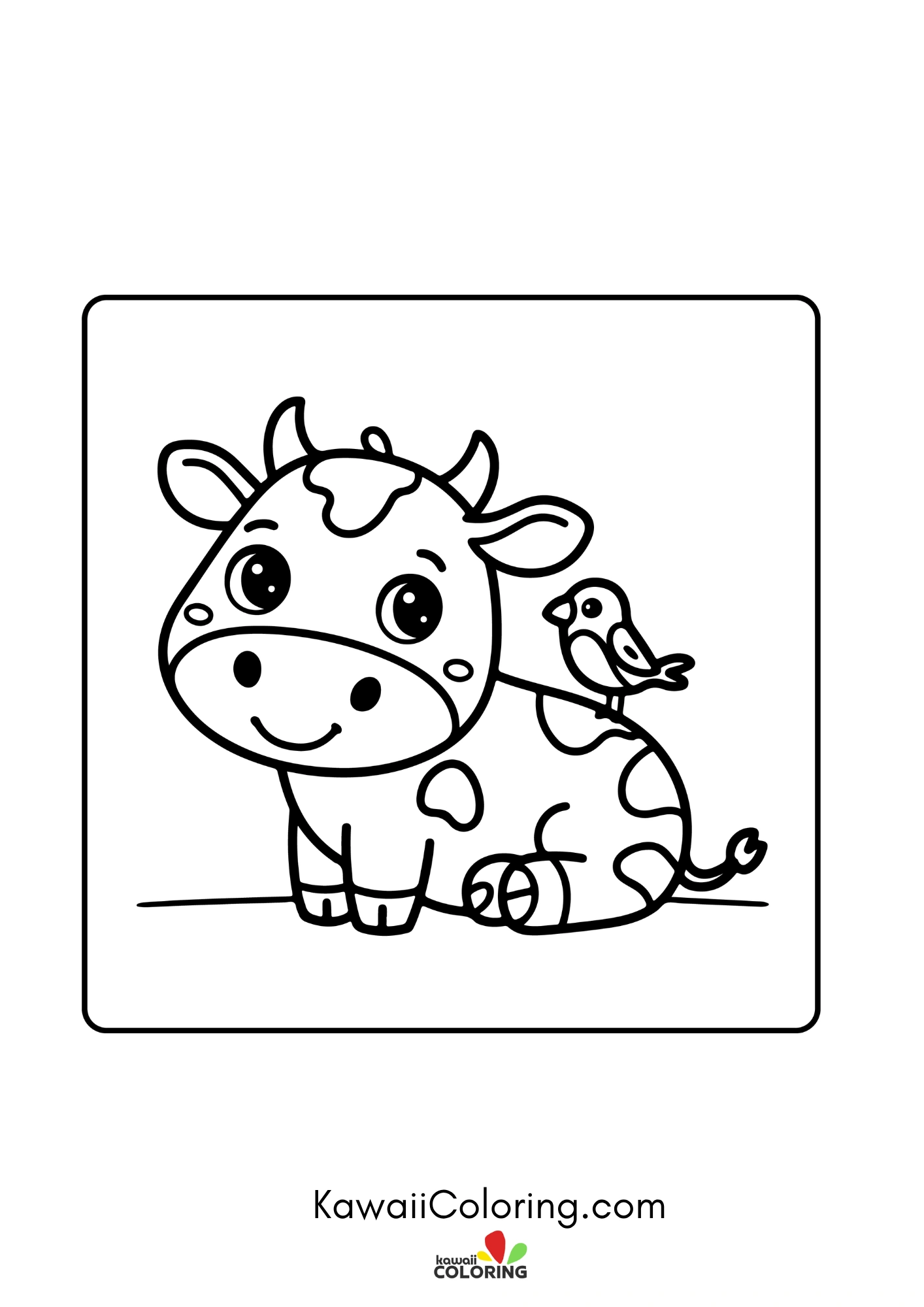 Kawaii cow with spots and heart details