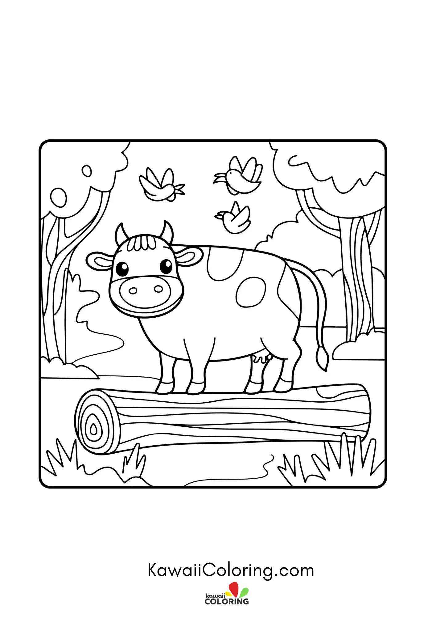 Cow face with flowers and stars