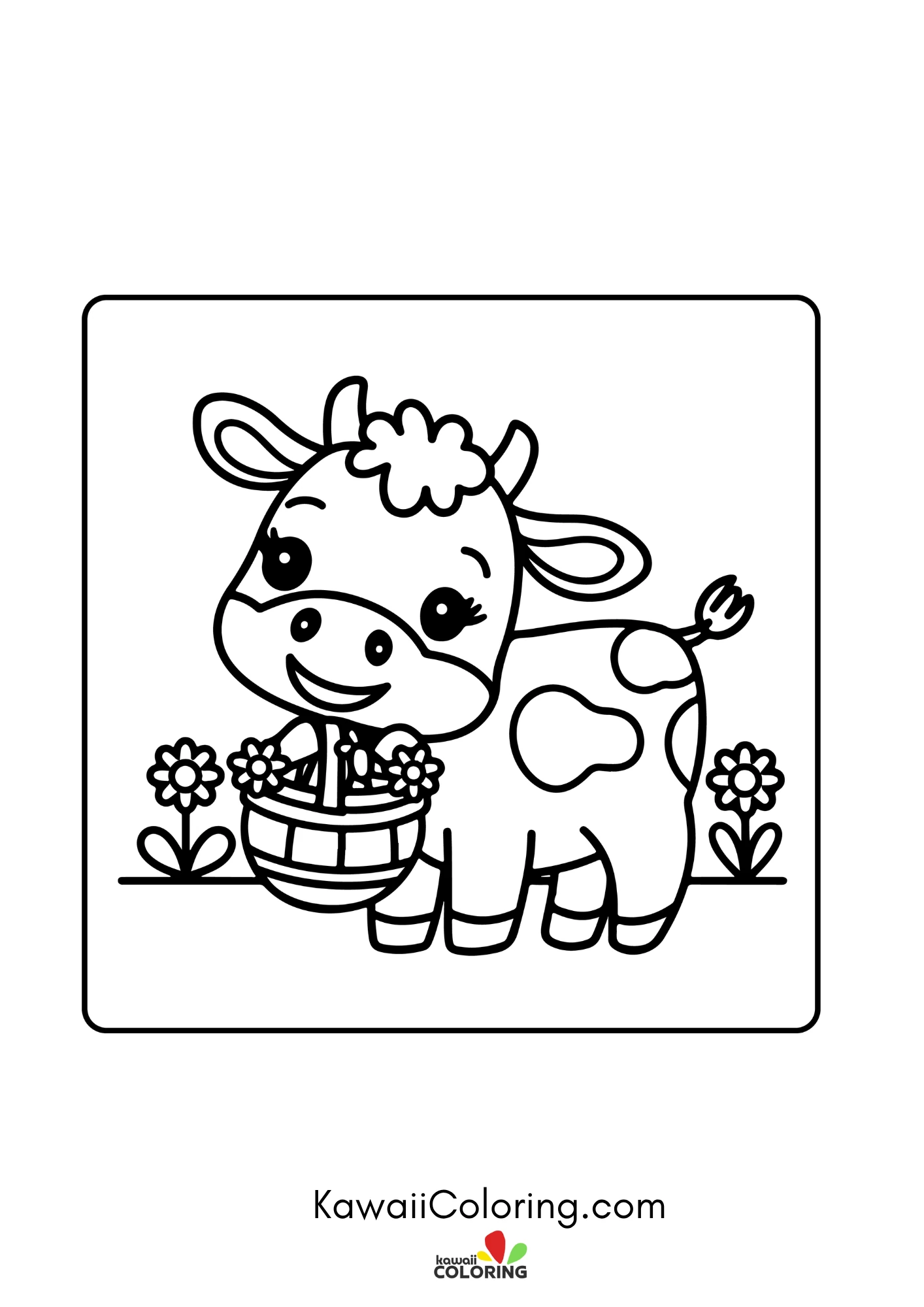 Smiling cow in a farm scene
