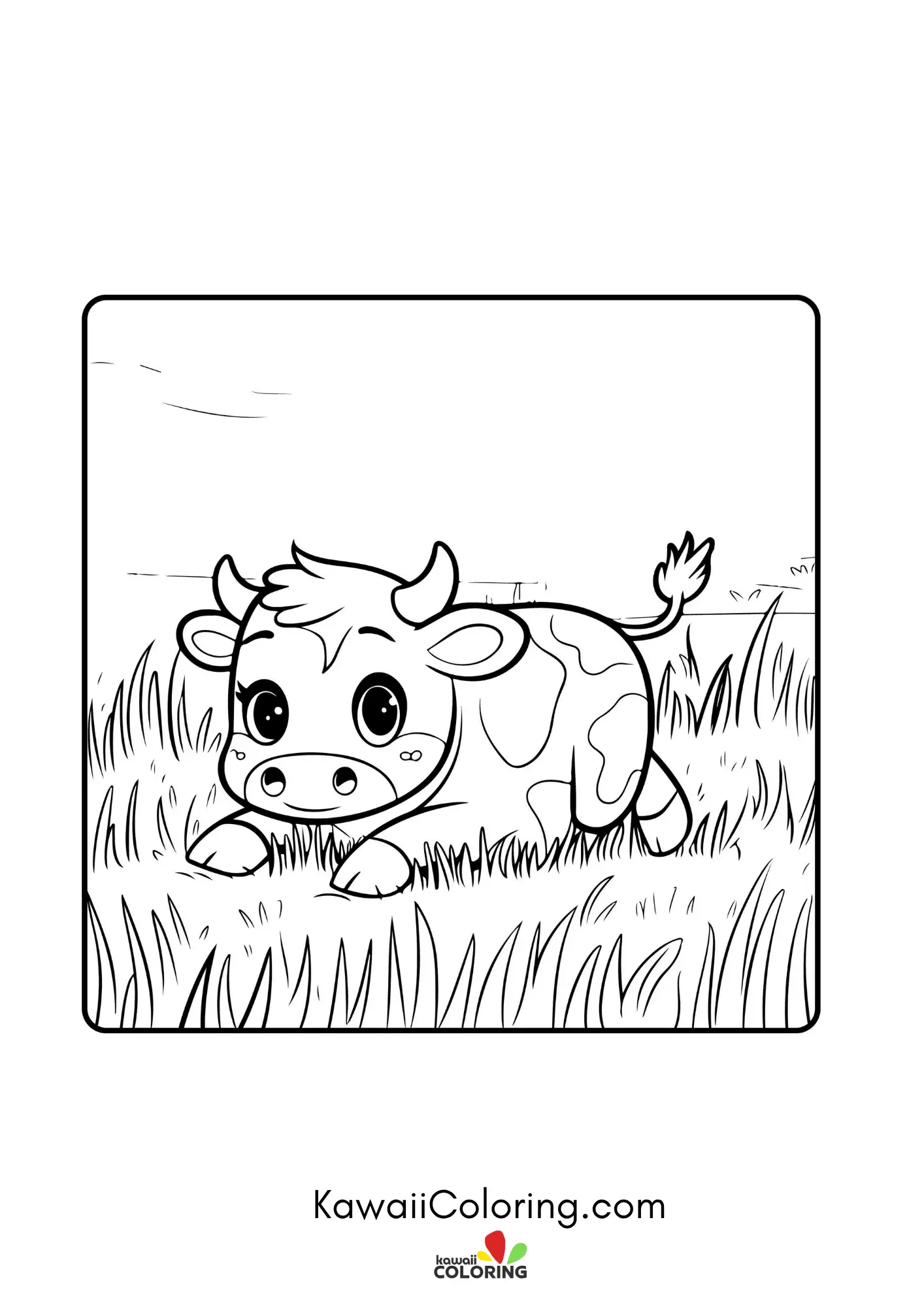 Kawaii cow with spots and heart details