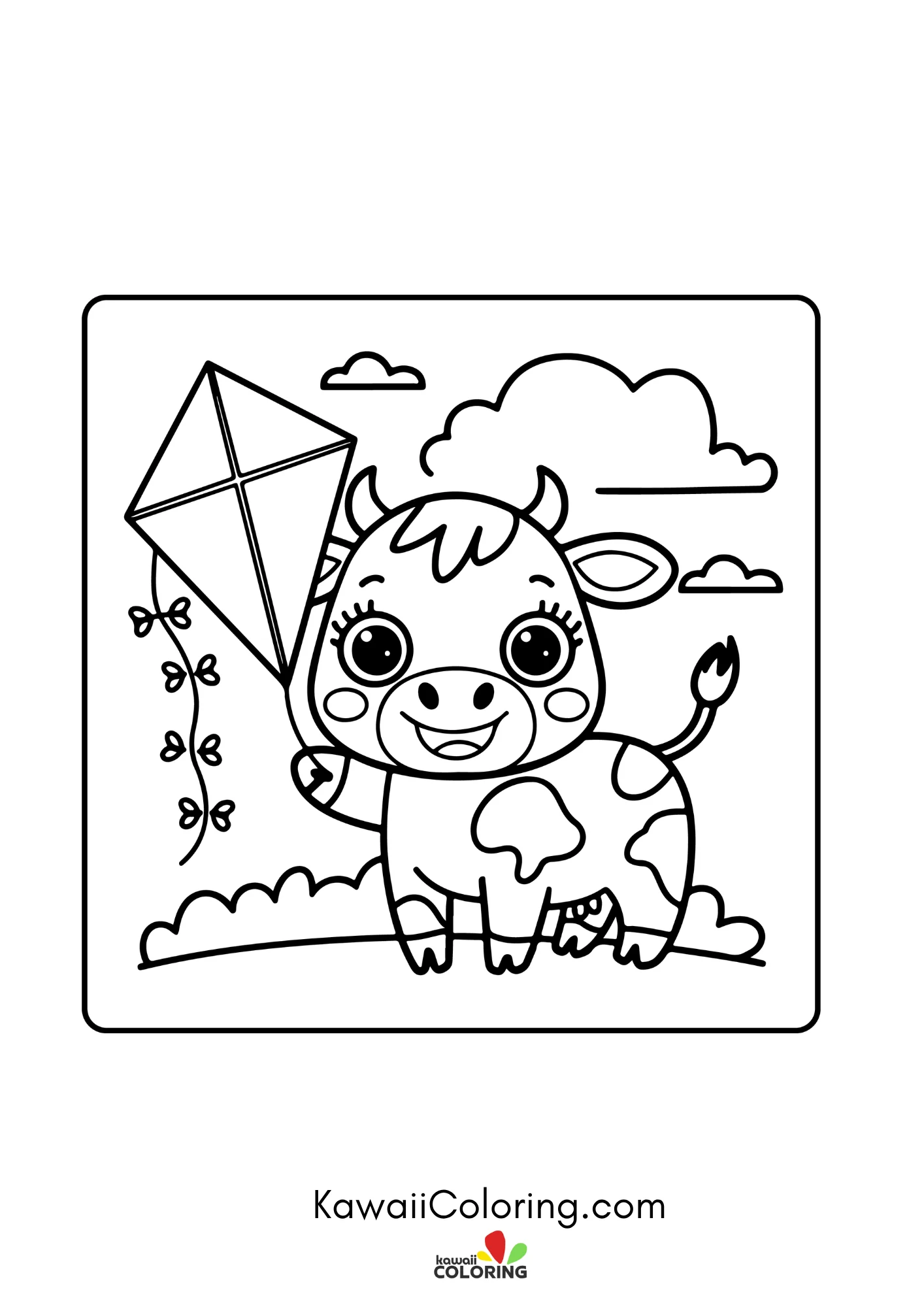 Cow face with flowers and stars
