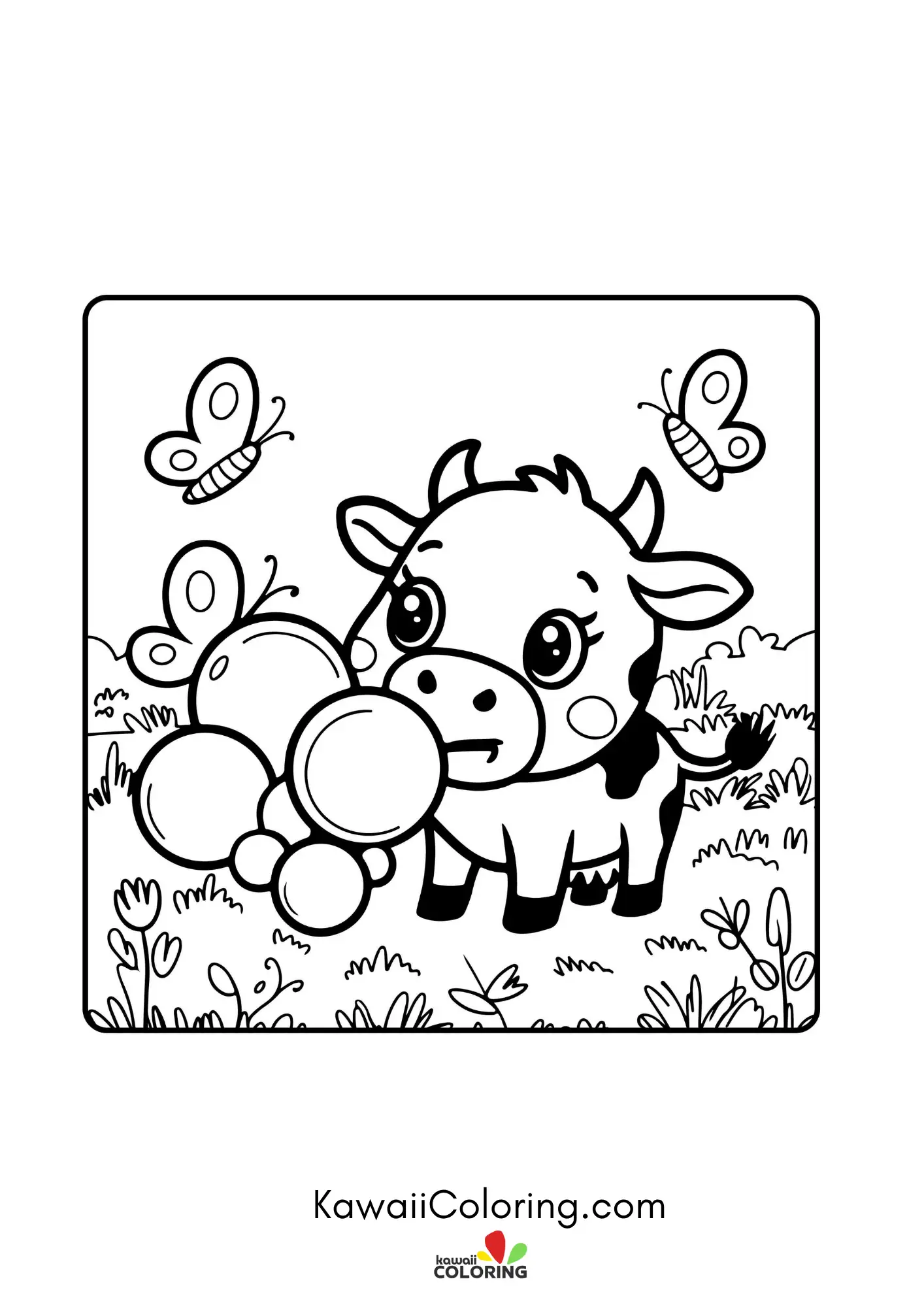 Smiling cow in a farm scene