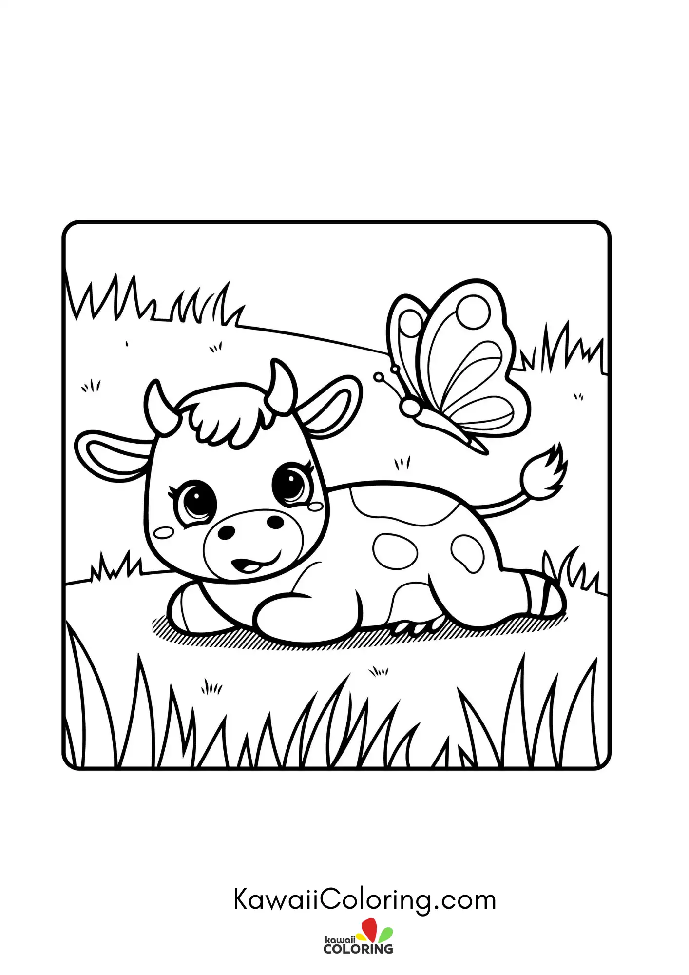 Cute cow standing with flowers