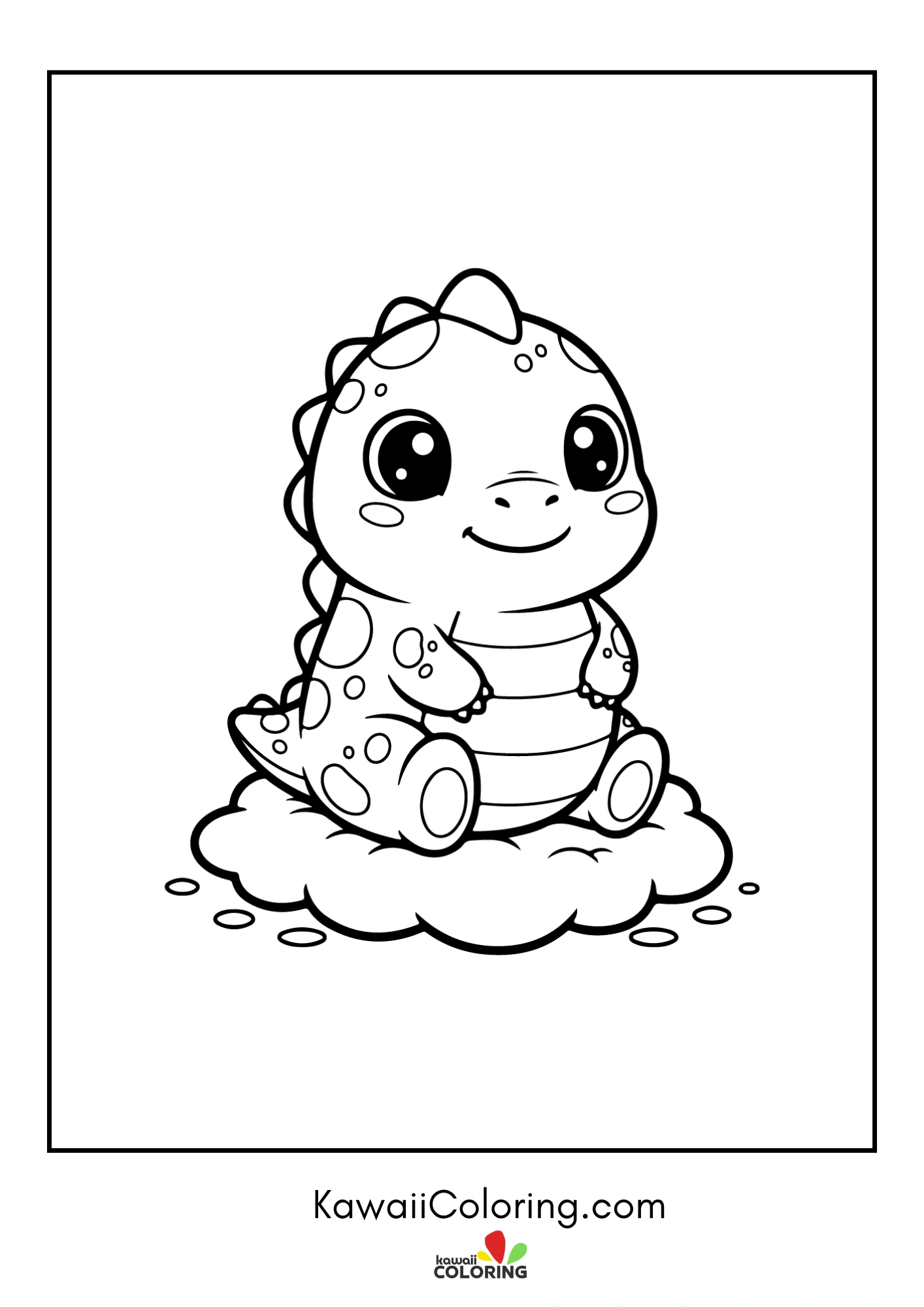 Cute dinosaur smiling with plants