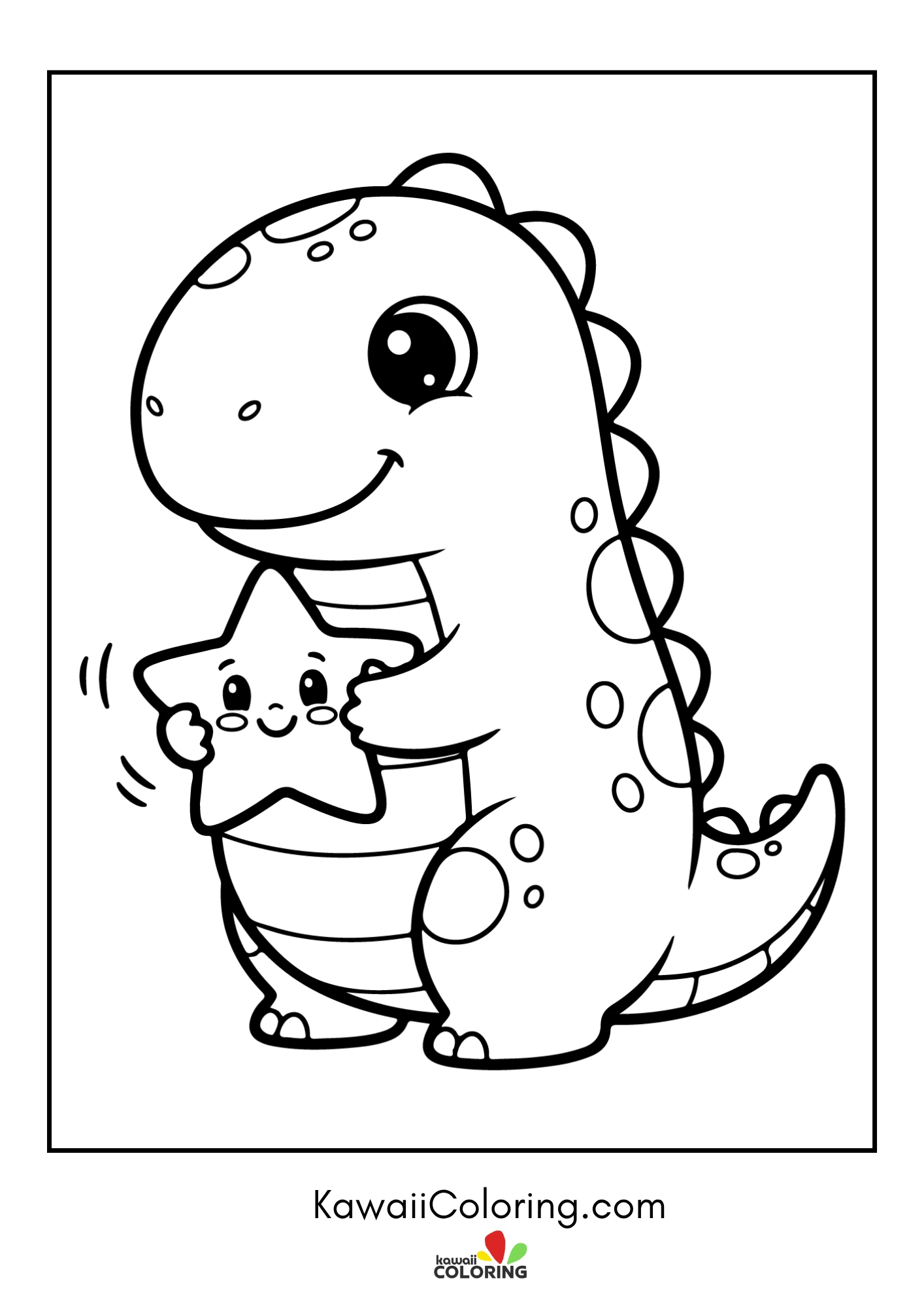 Cute dinosaur smiling with plants