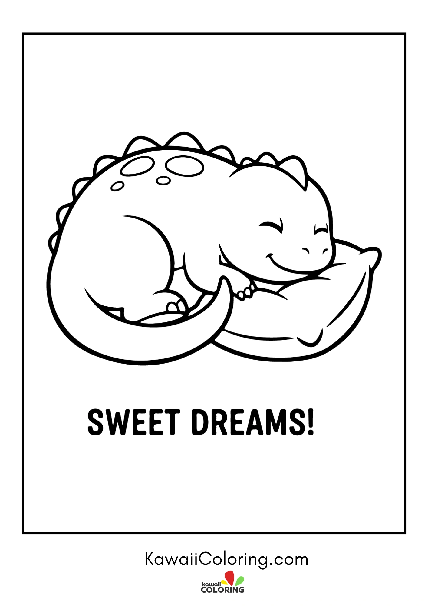 Kawaii dinosaur with volcano and trees