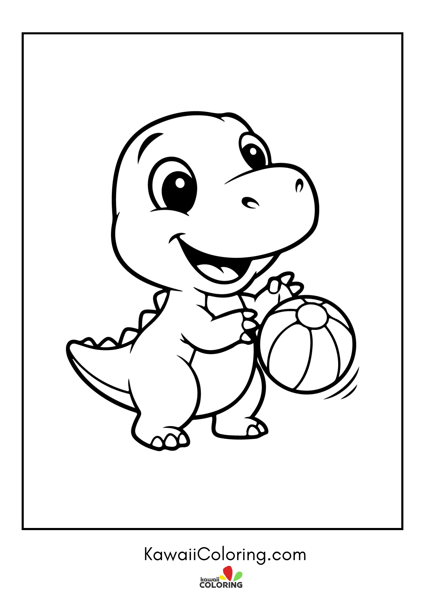 Cute dinosaur smiling with plants
