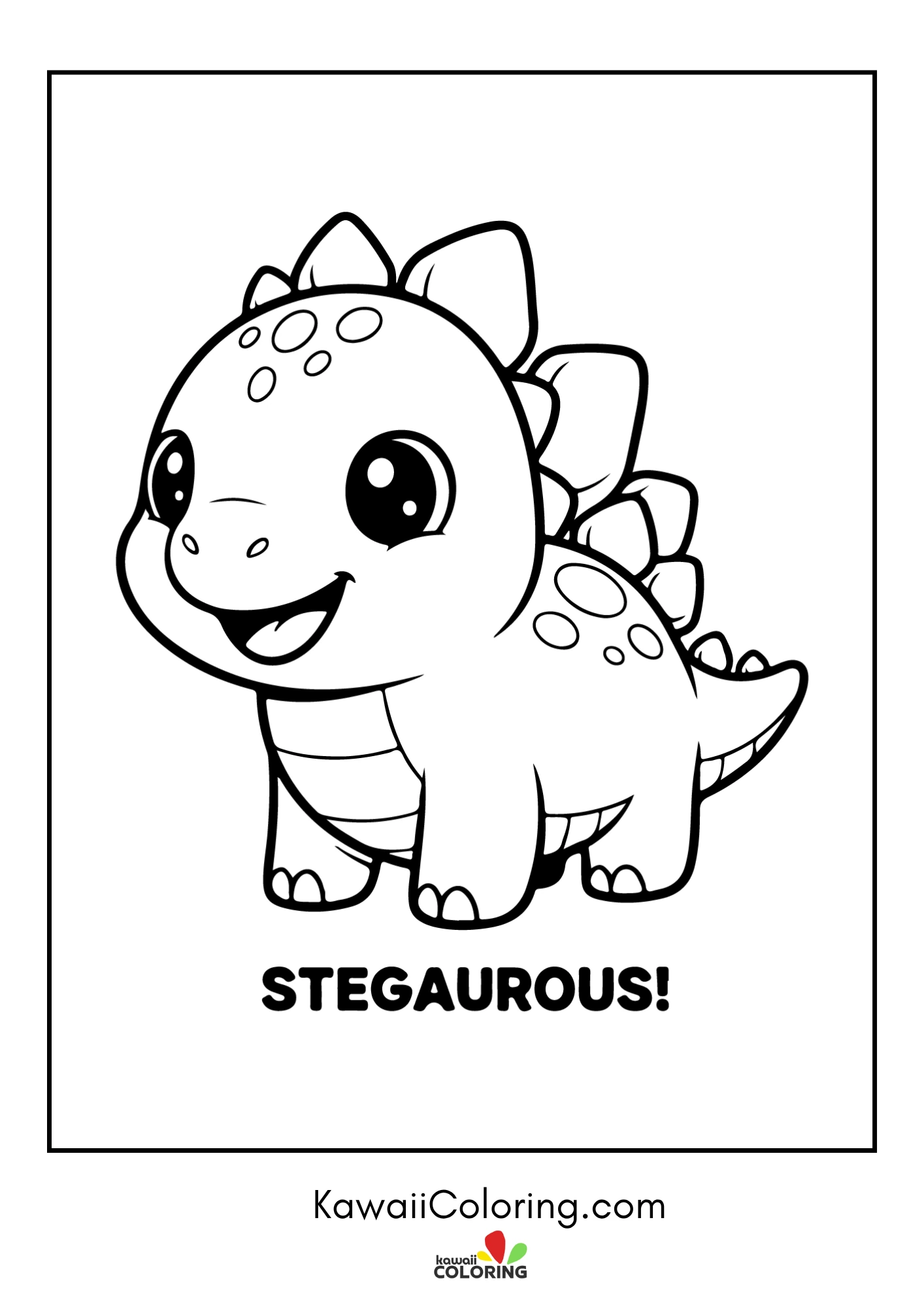 Cute dinosaur smiling with plants