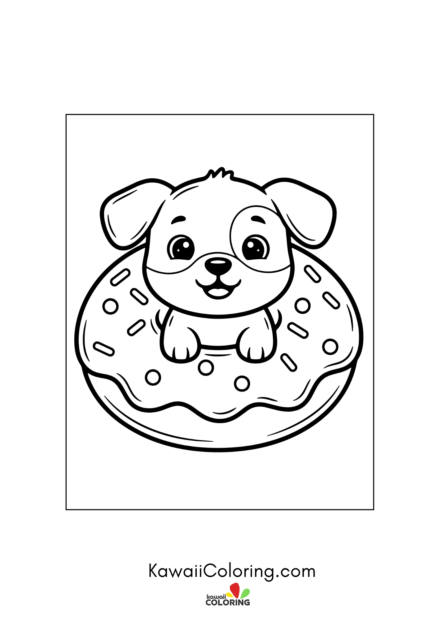 Cute puppy sitting with hearts
