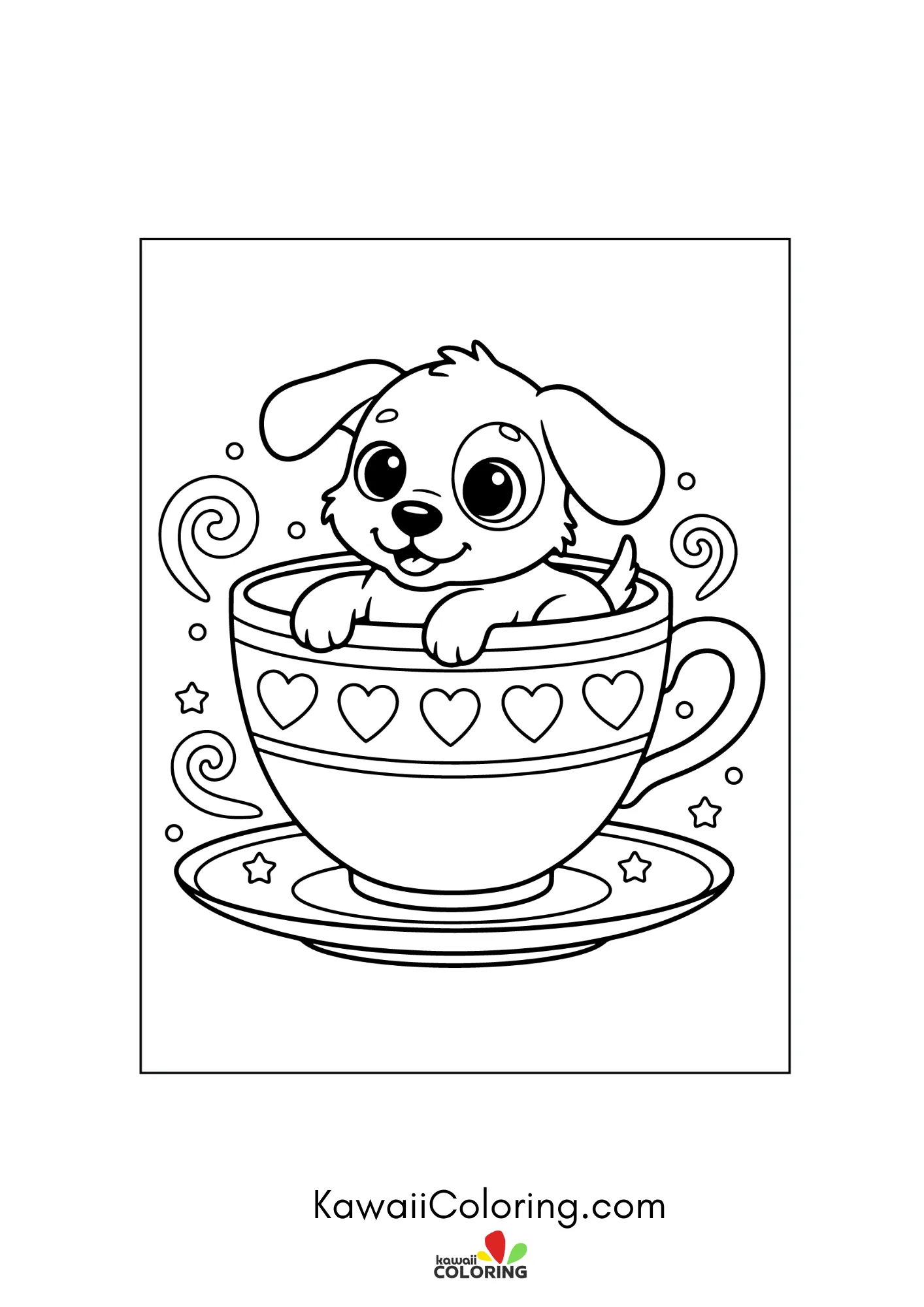 Puppy face with simple garden details