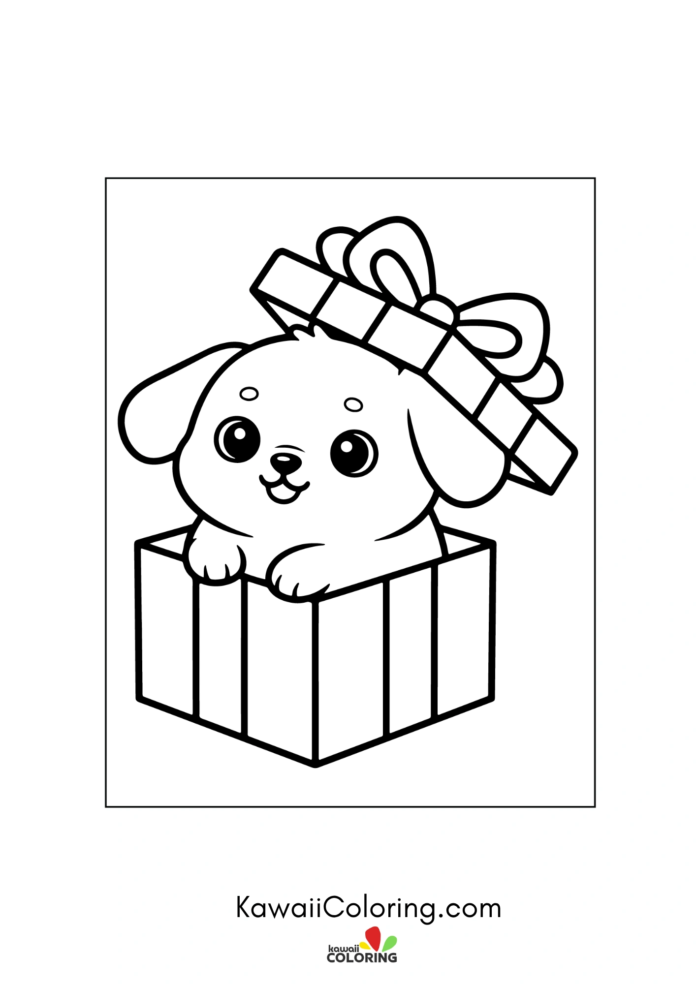 Puppy face with simple garden details