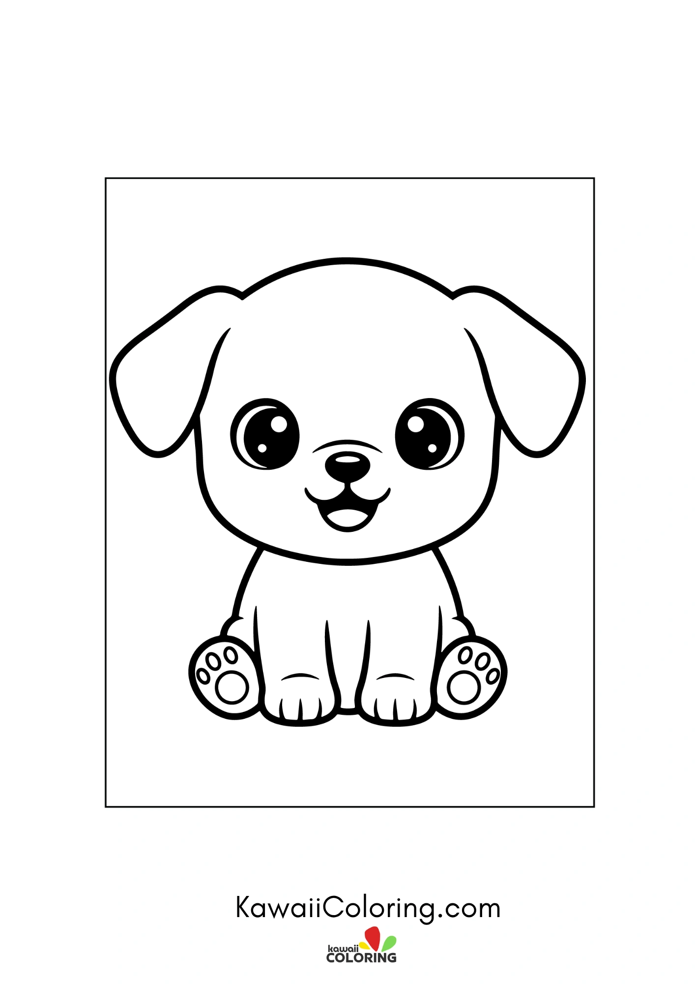 Cute puppy sitting with hearts