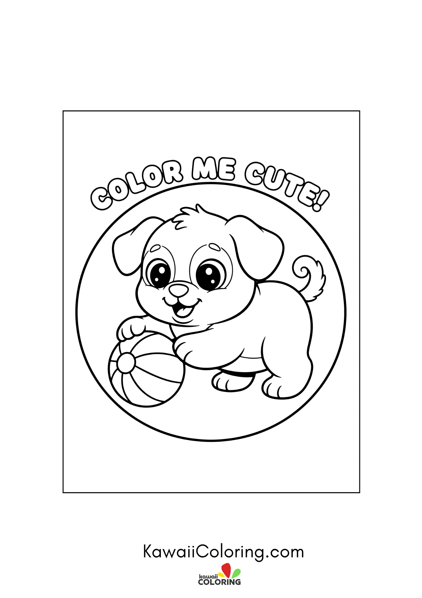 Kawaii puppy in a playful scene