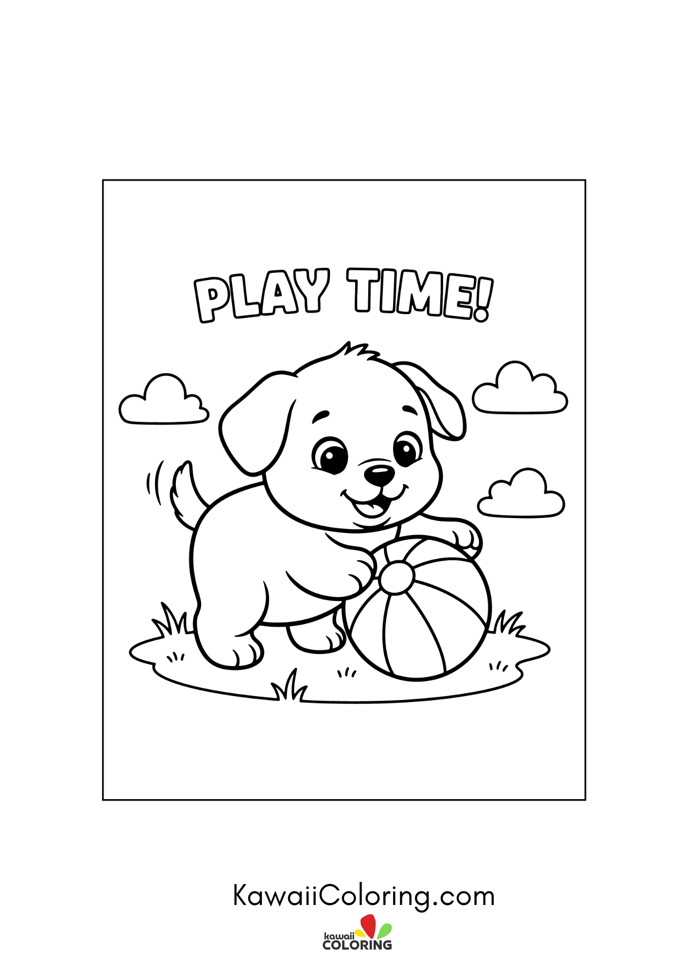 Puppy face with simple garden details