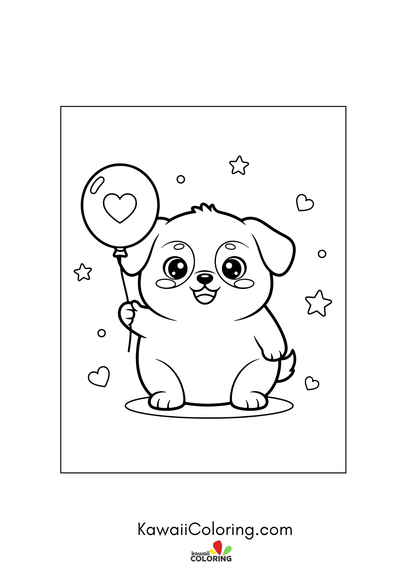 Kawaii puppy in a playful scene