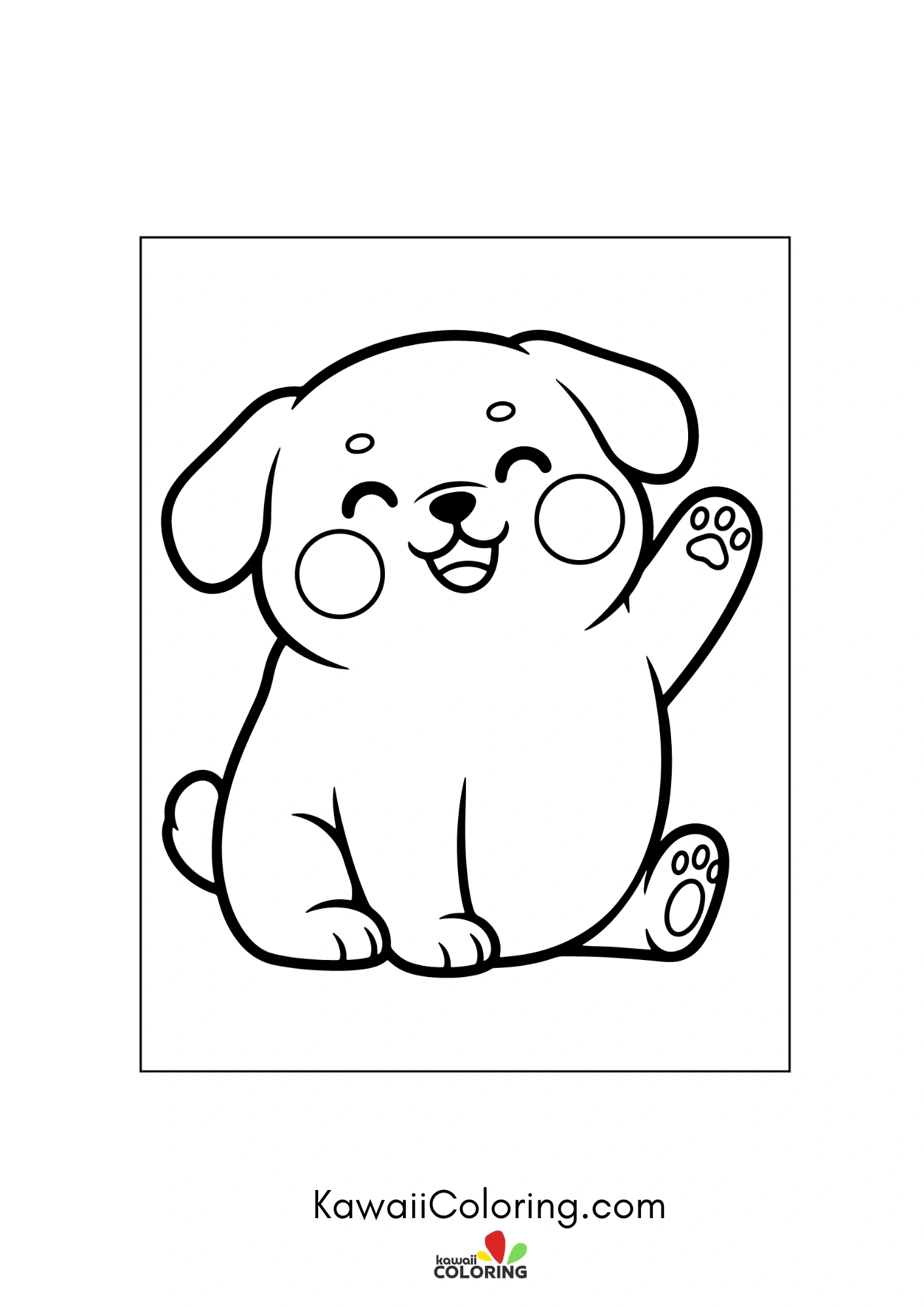 Puppy face with simple garden details