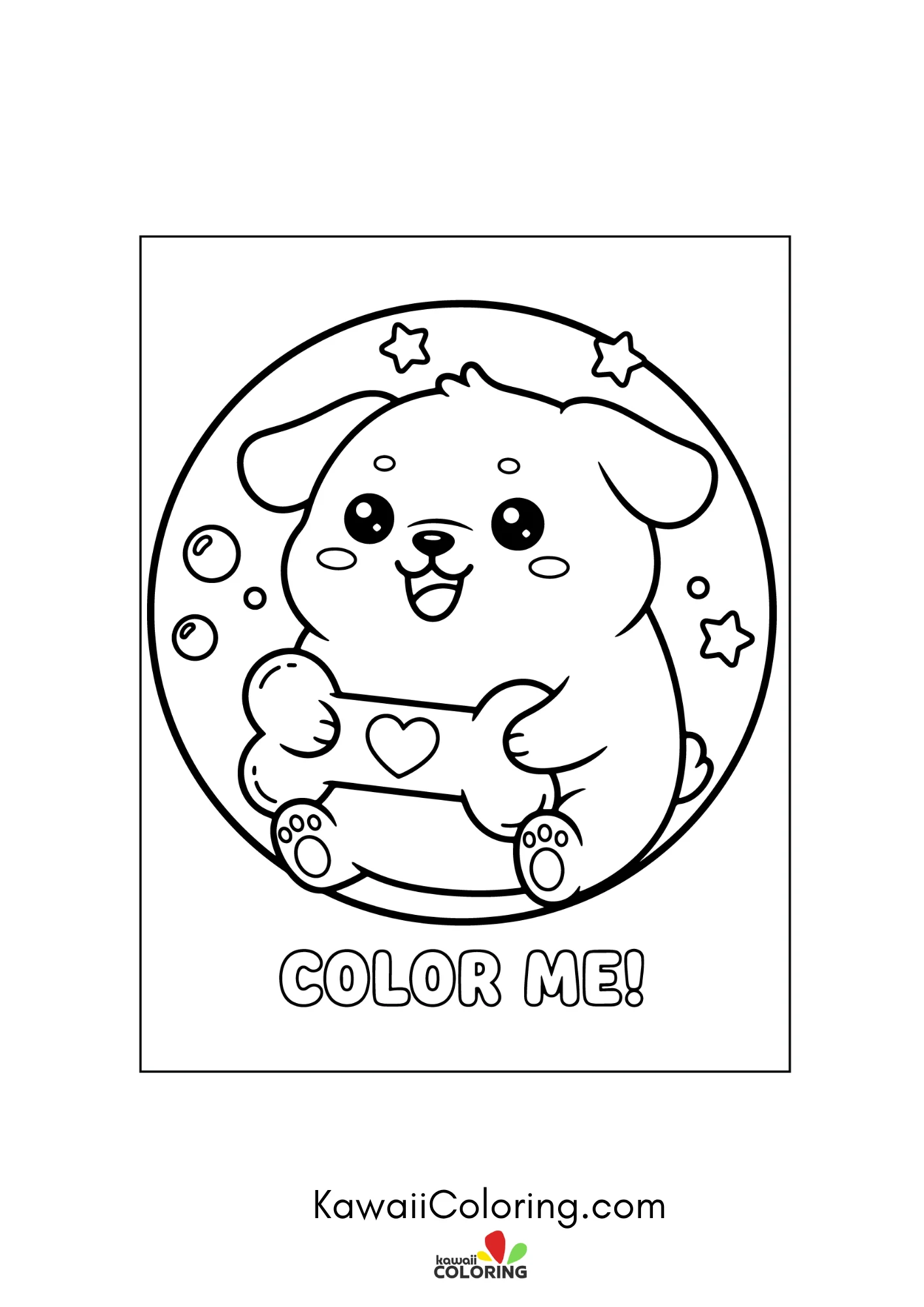 Happy dog surrounded by stars