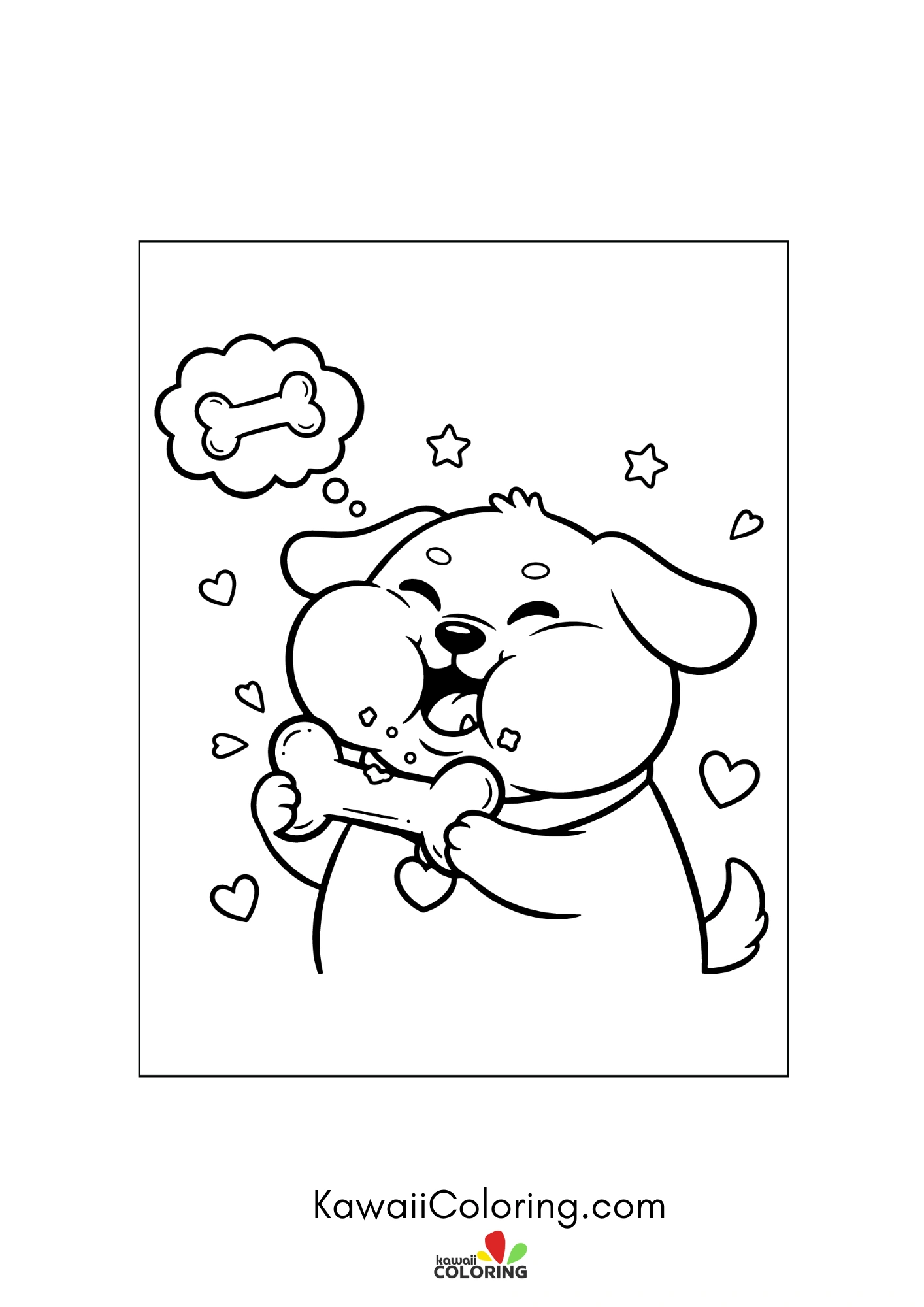 Puppy face with simple garden details