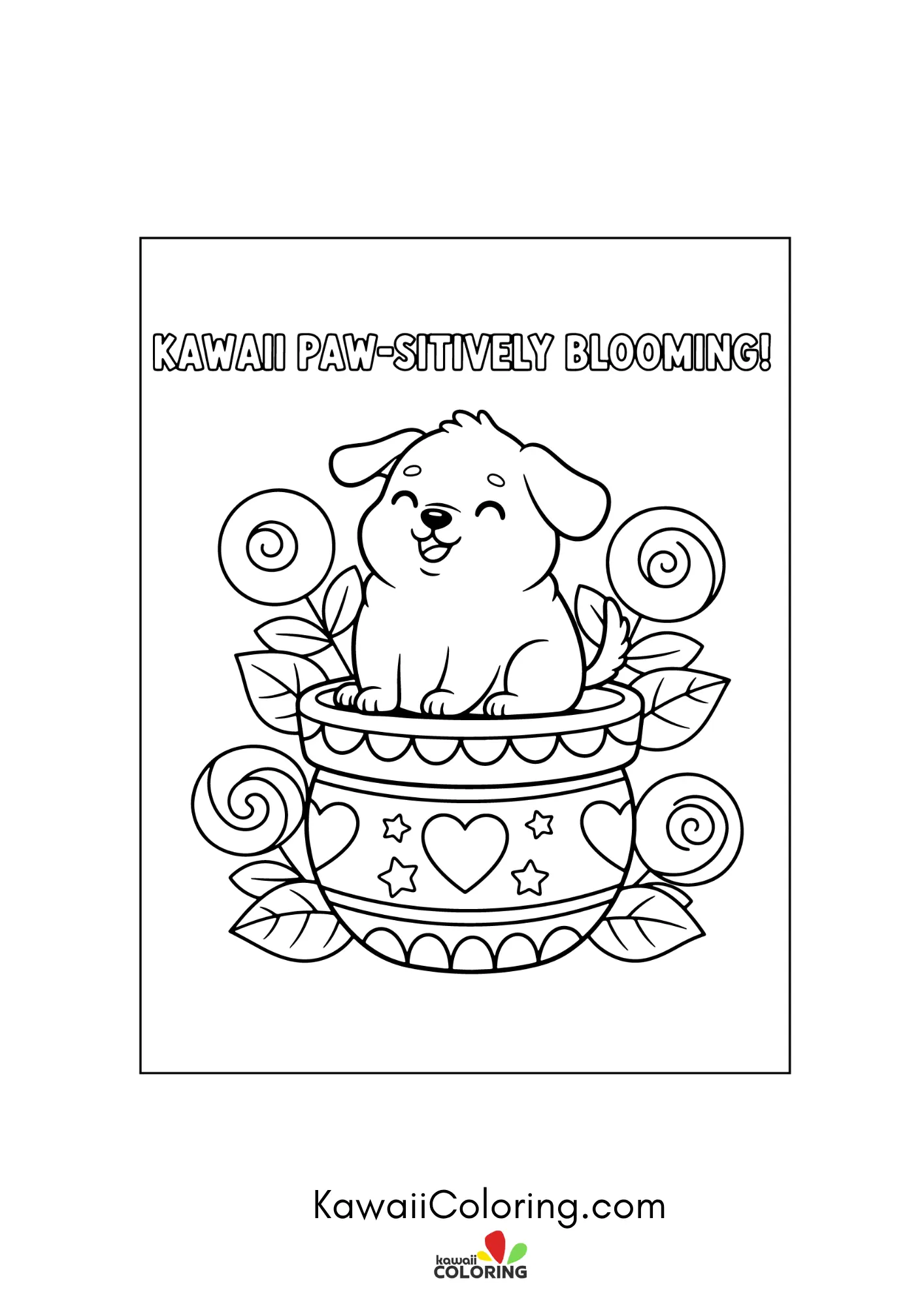 Smiling dog with bow and flowers