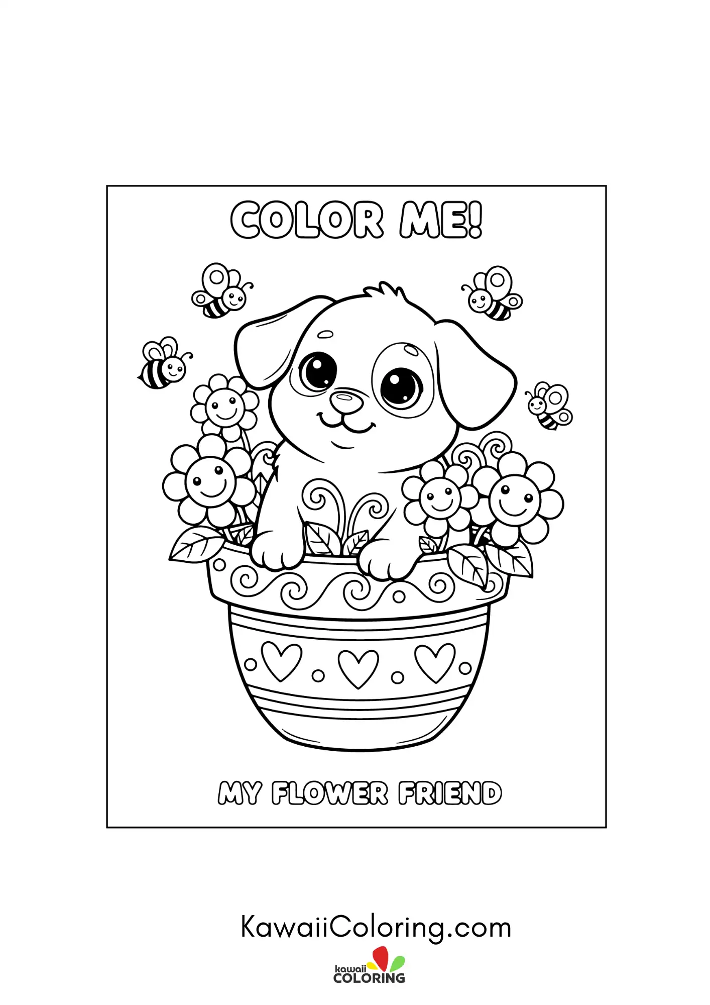 Kawaii puppy in a playful scene