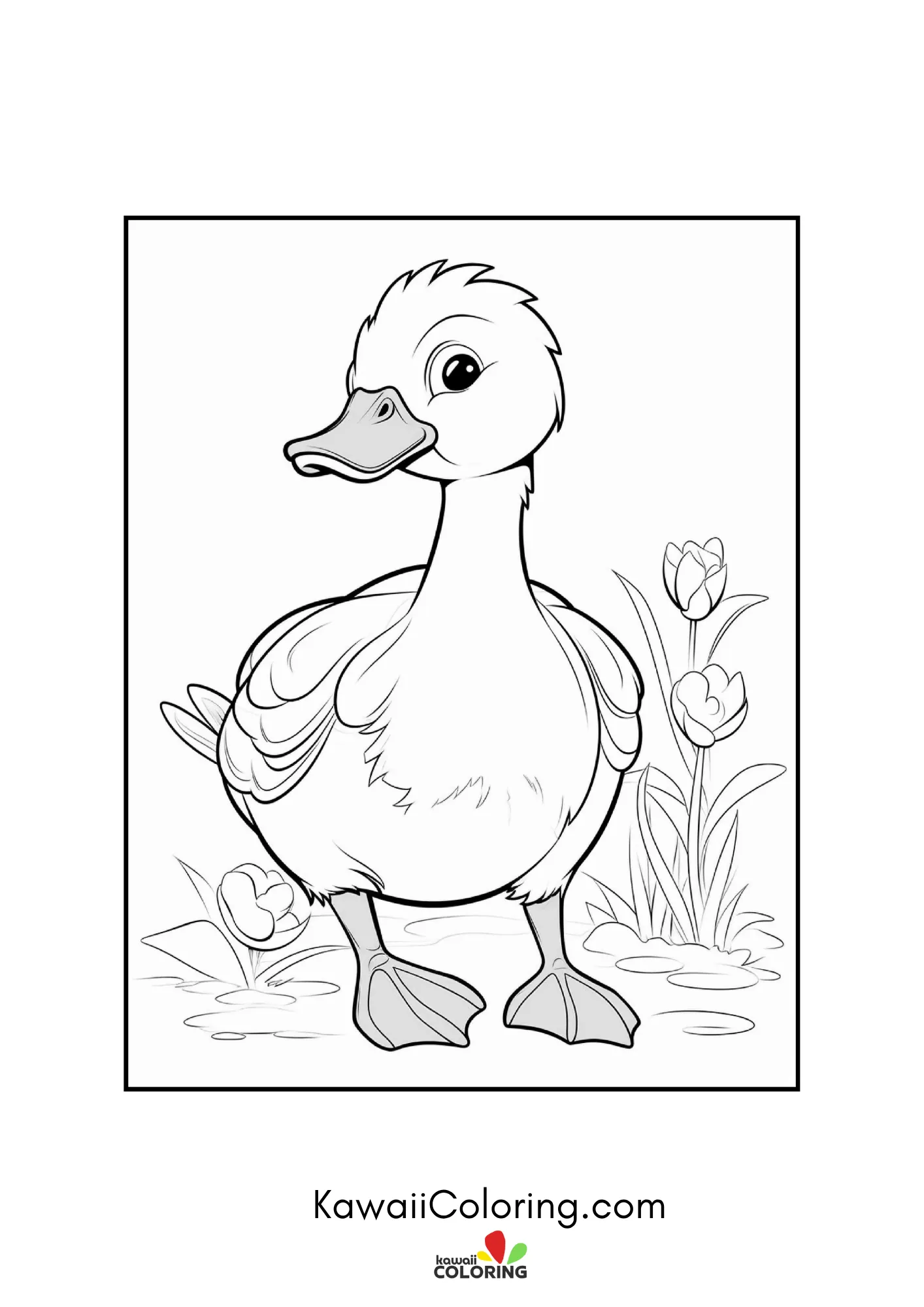 Cute duckling with pond details