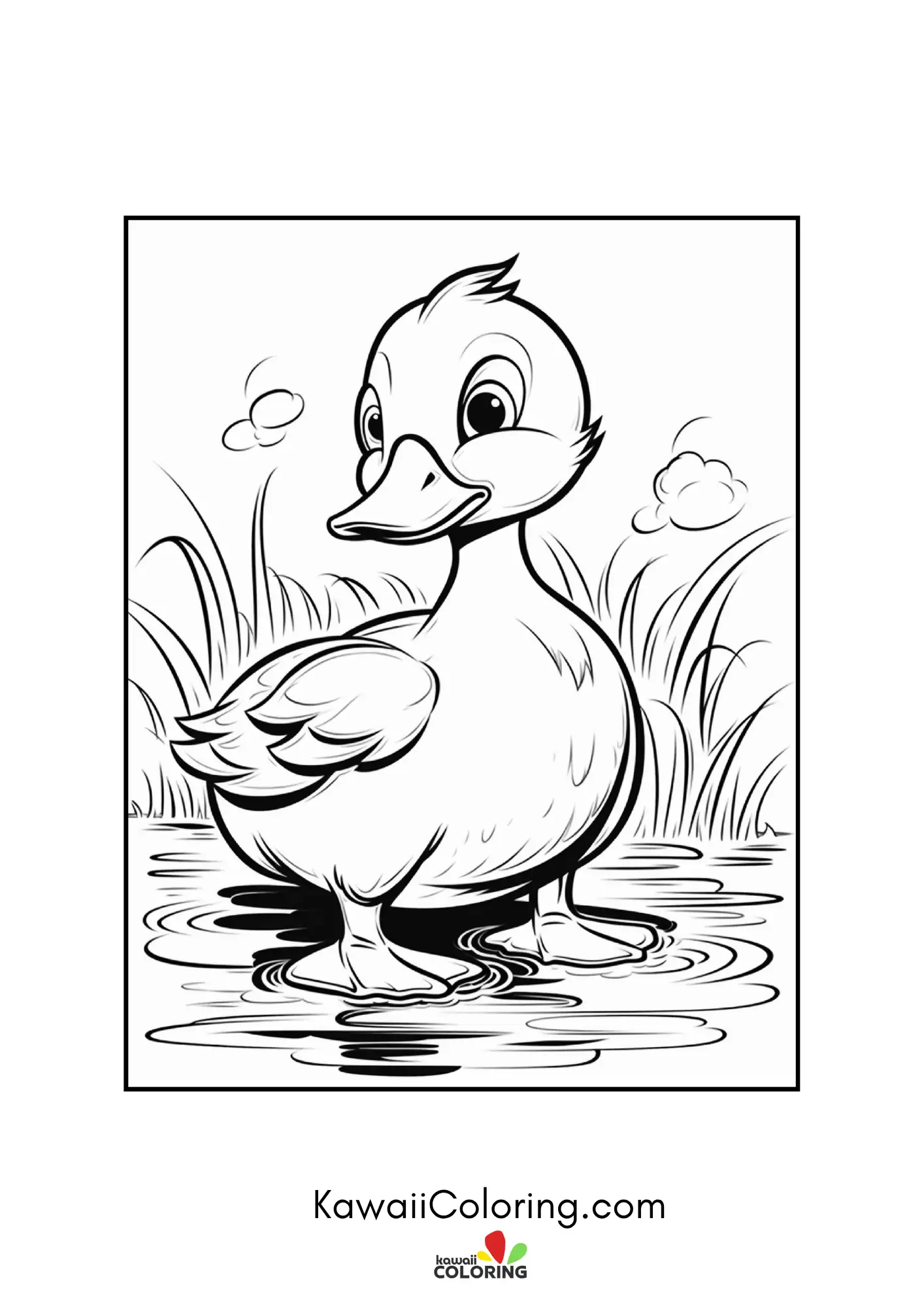Cute duckling with pond details