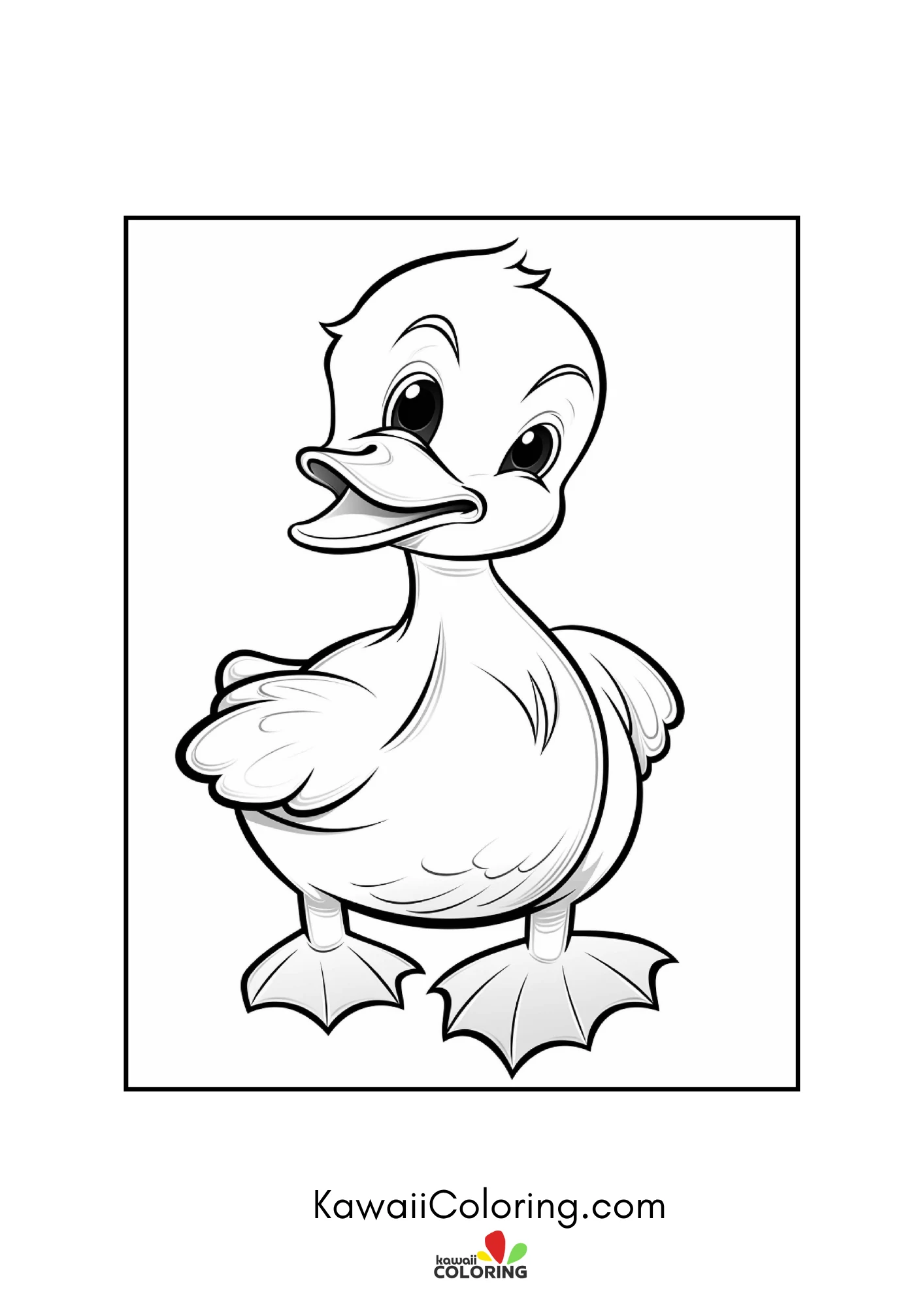 Smiling duck by water and flowers
