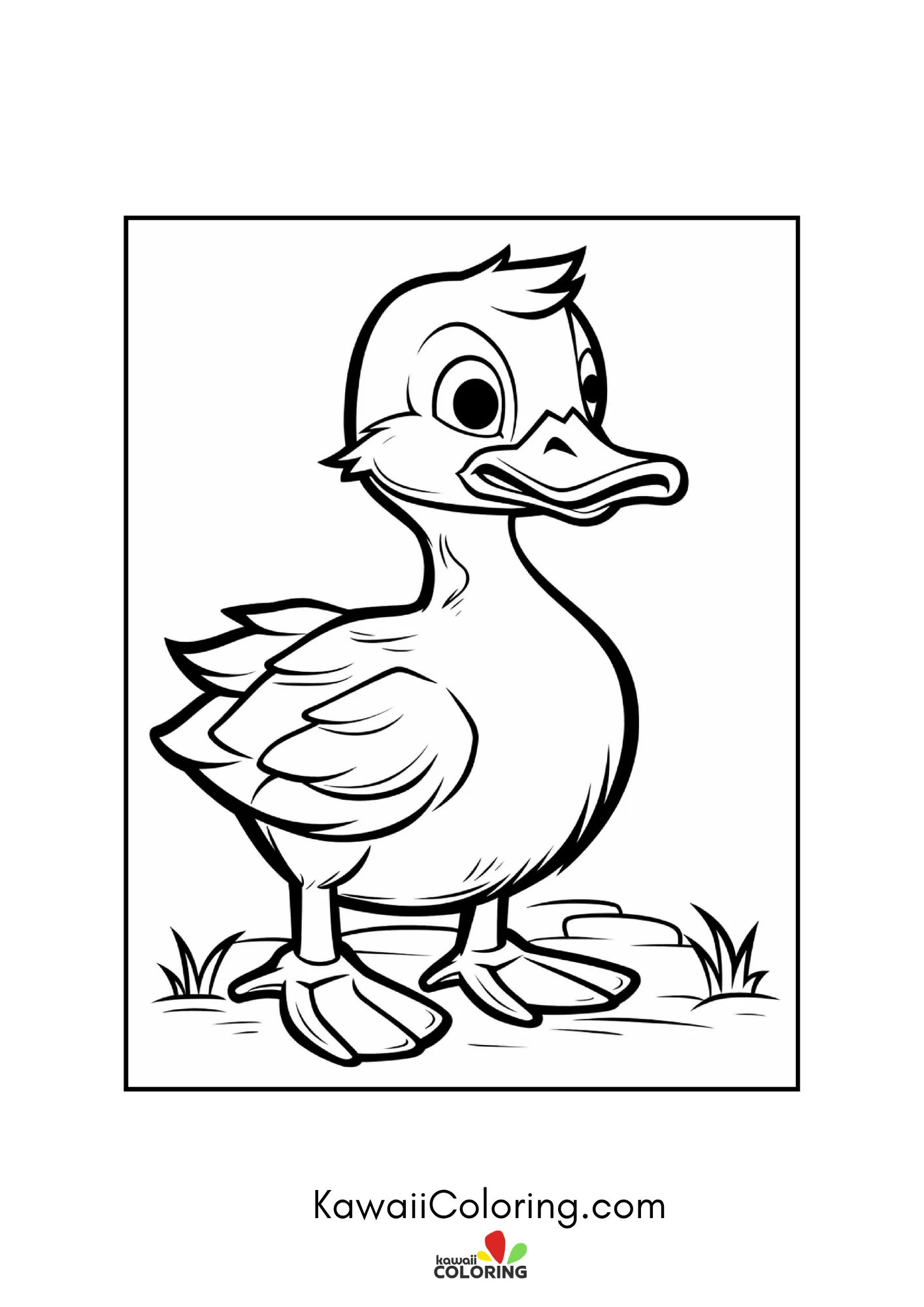 Duckling sitting with hearts and stars