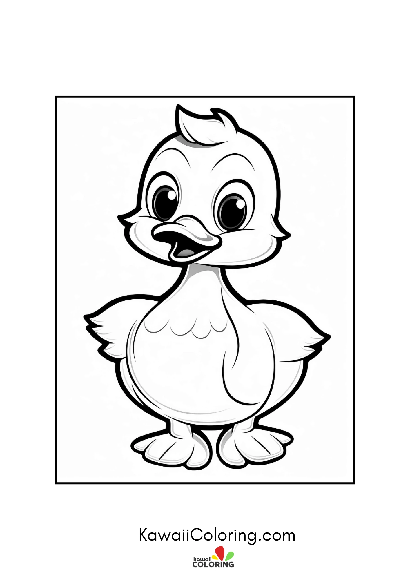 Smiling duck by water and flowers