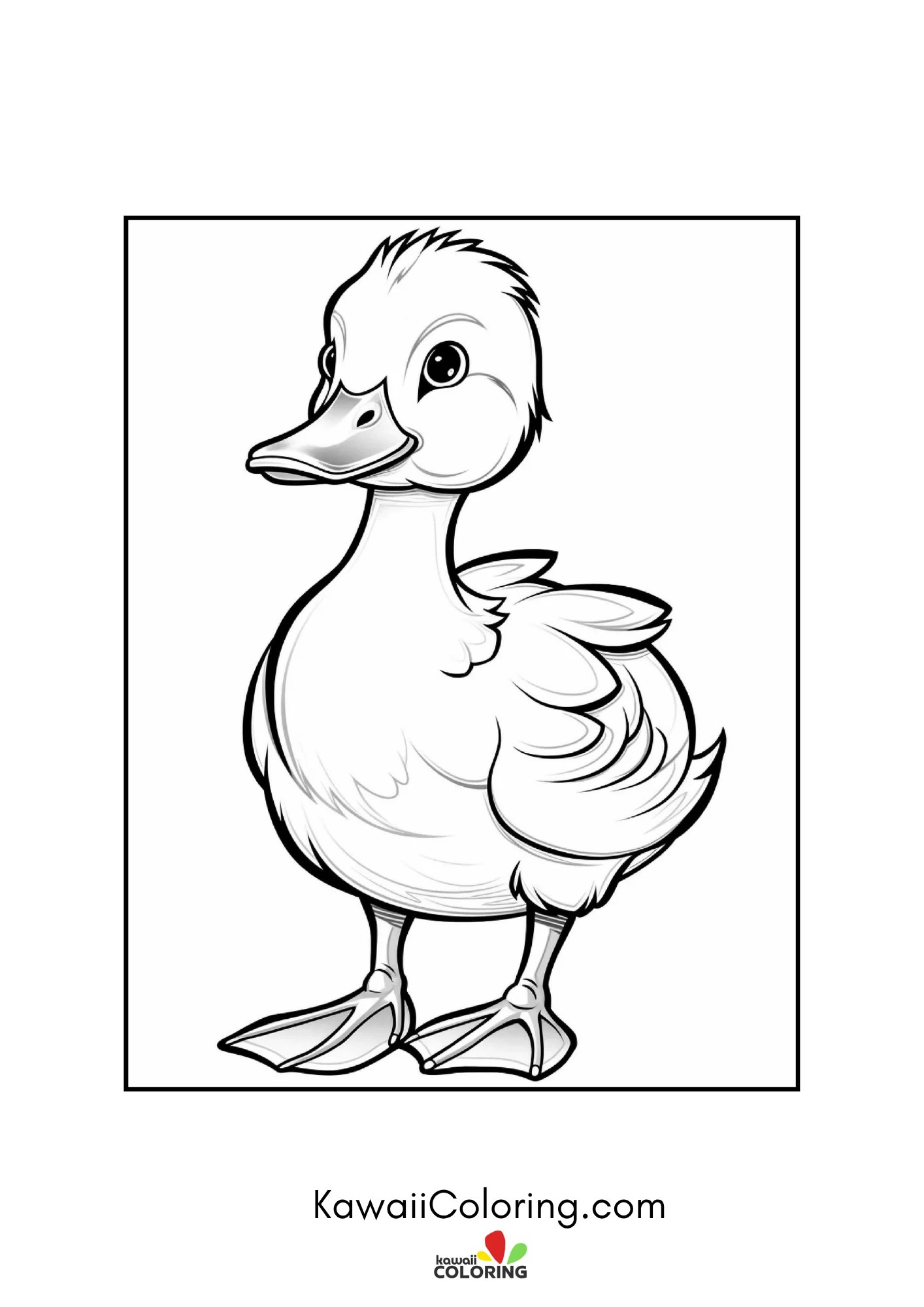Kawaii duck with bubbles and plants