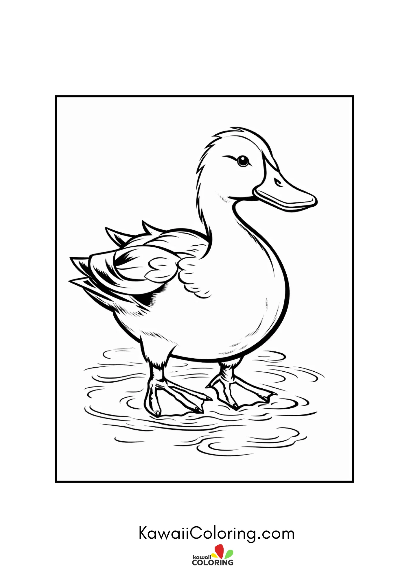 Happy duck in a simple nature scene