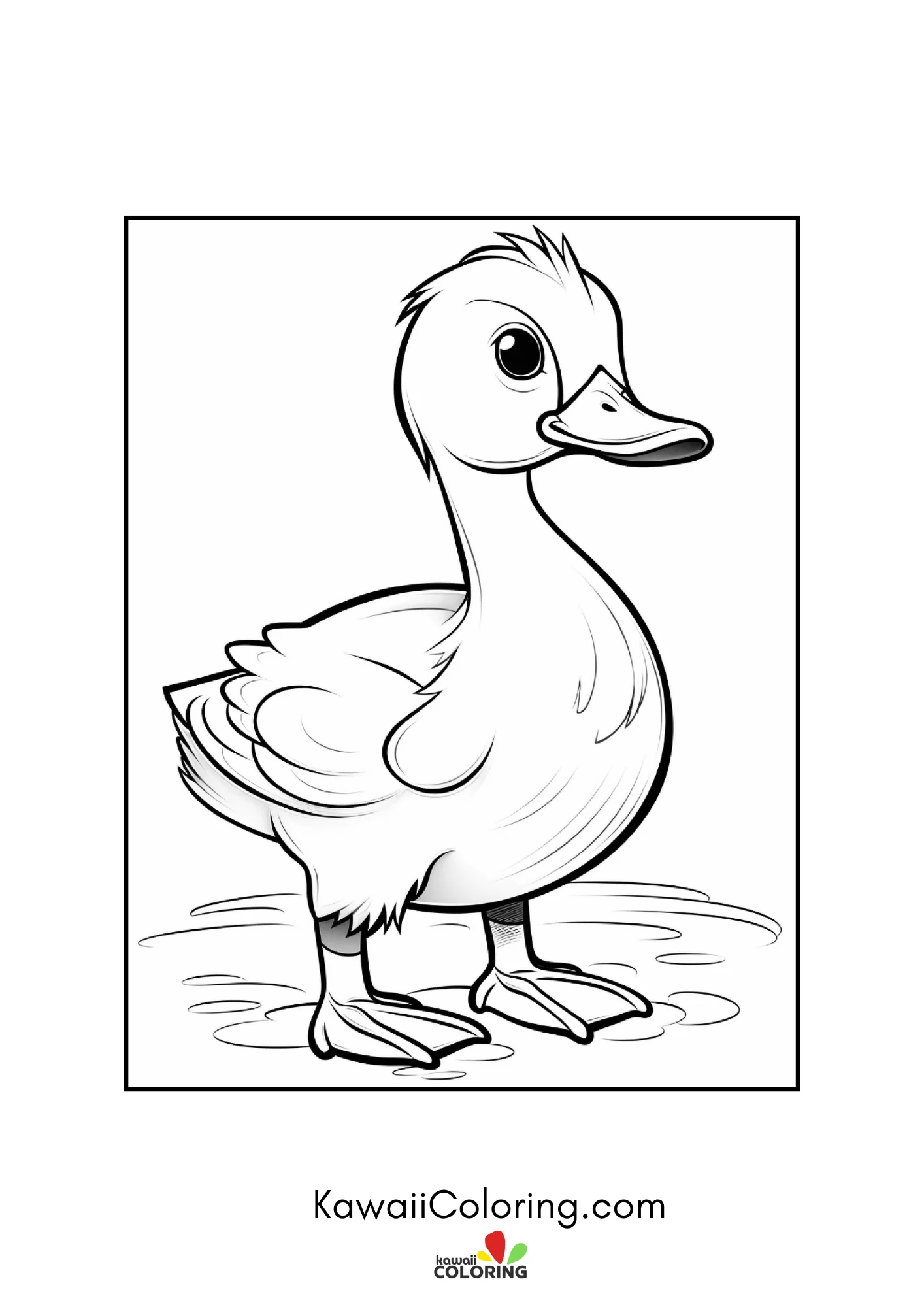 Duckling sitting with hearts and stars