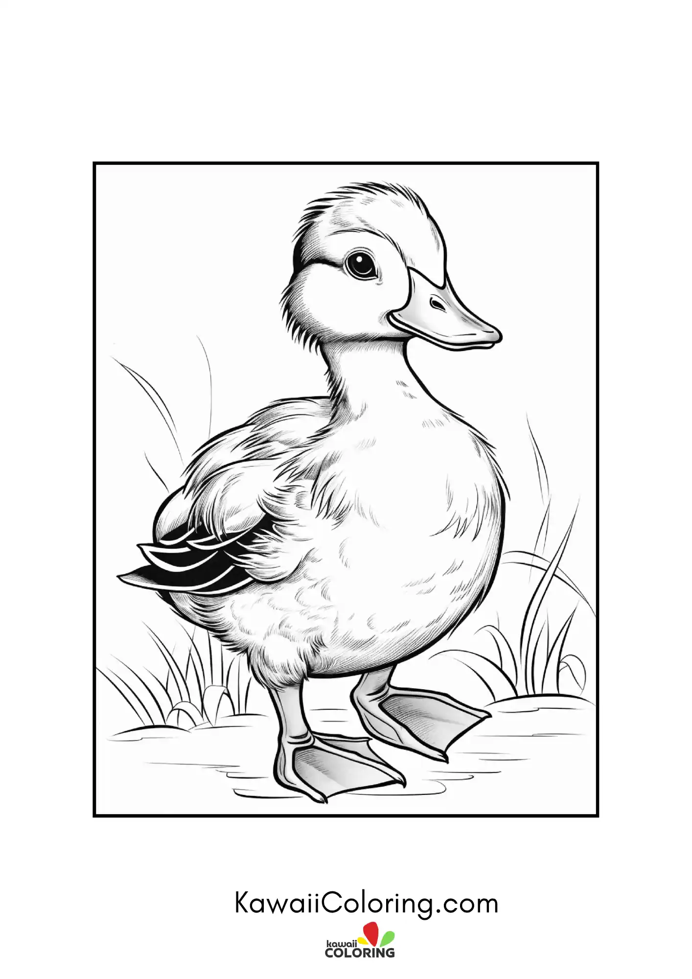 Cute duckling with pond details