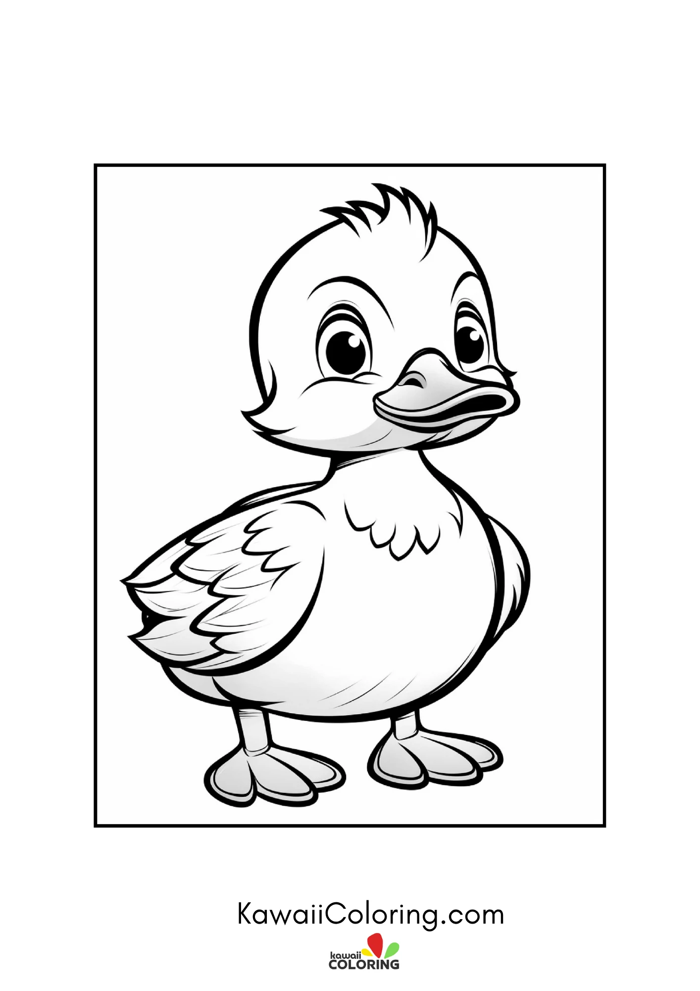 Smiling duck by water and flowers