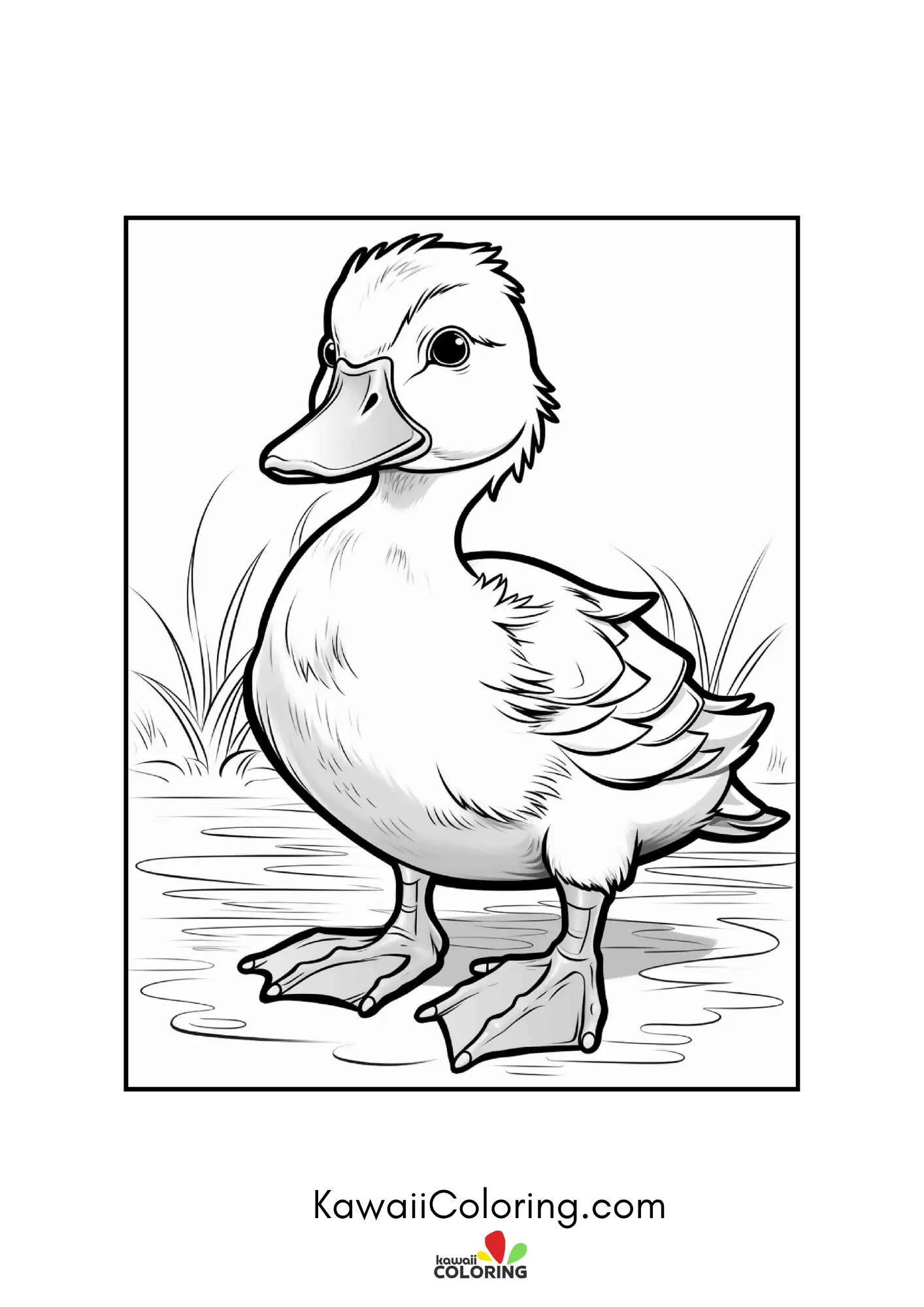 Duckling sitting with hearts and stars