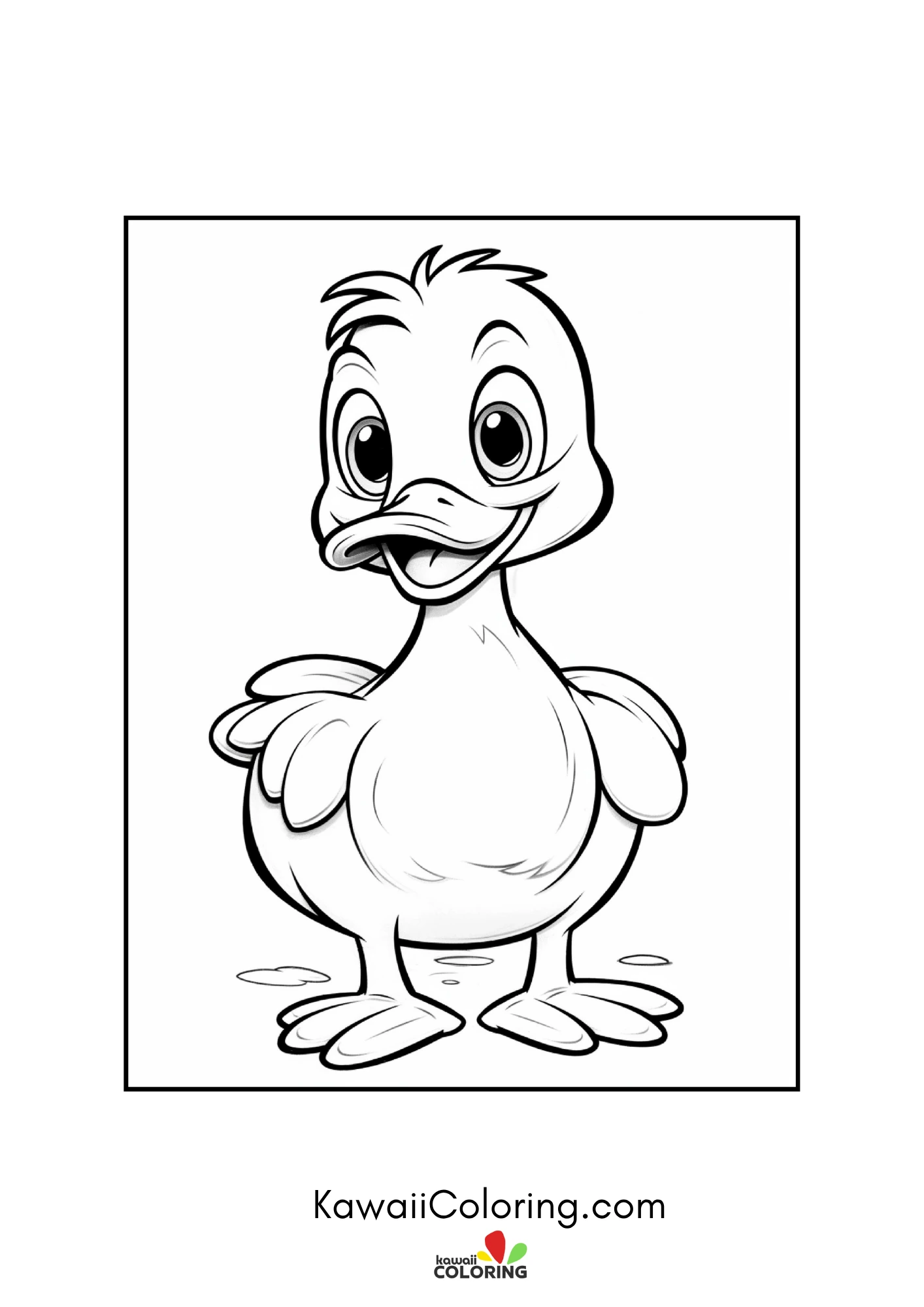 Duckling sitting with hearts and stars