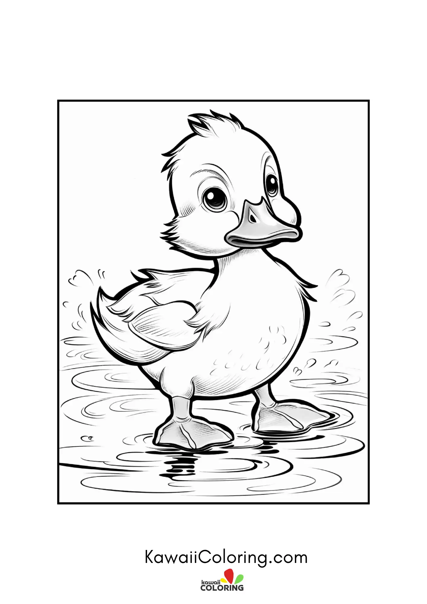 Cute duckling with pond details
