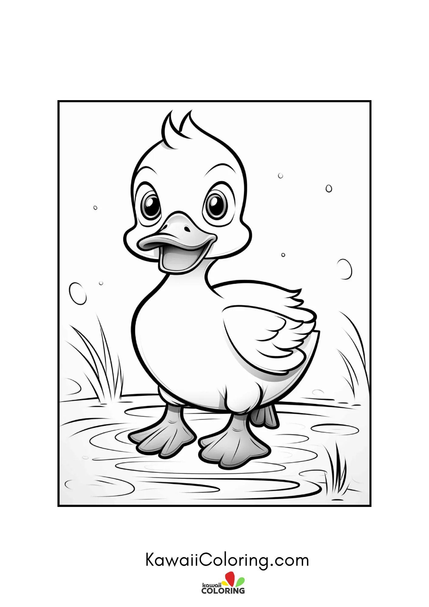 Duckling sitting with hearts and stars